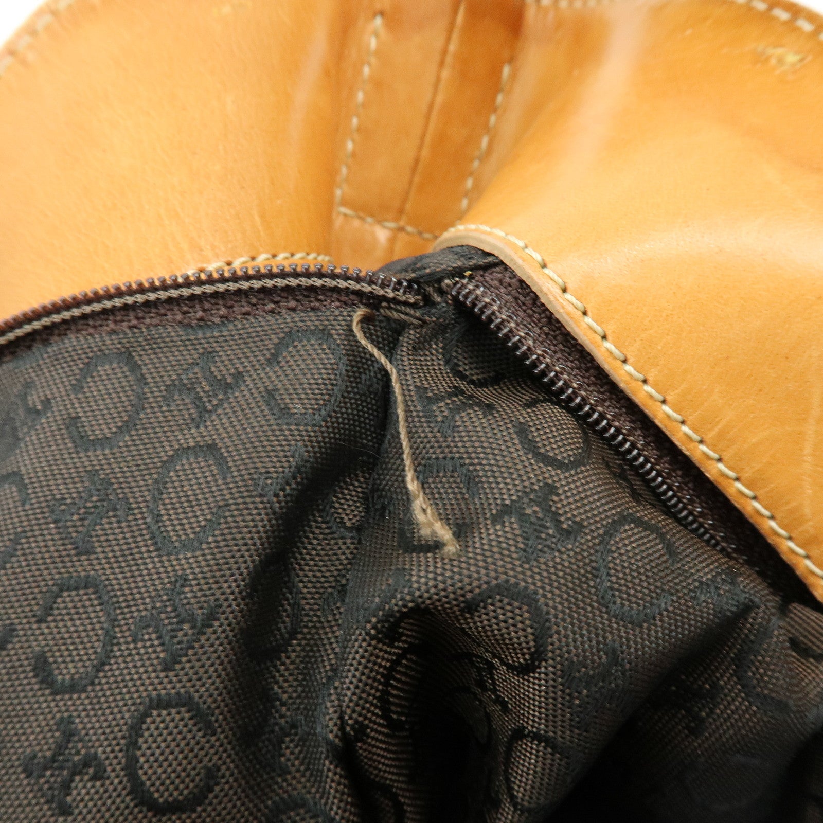 CELINE C Macadam Suede Leather Shoulder Bag Khaki