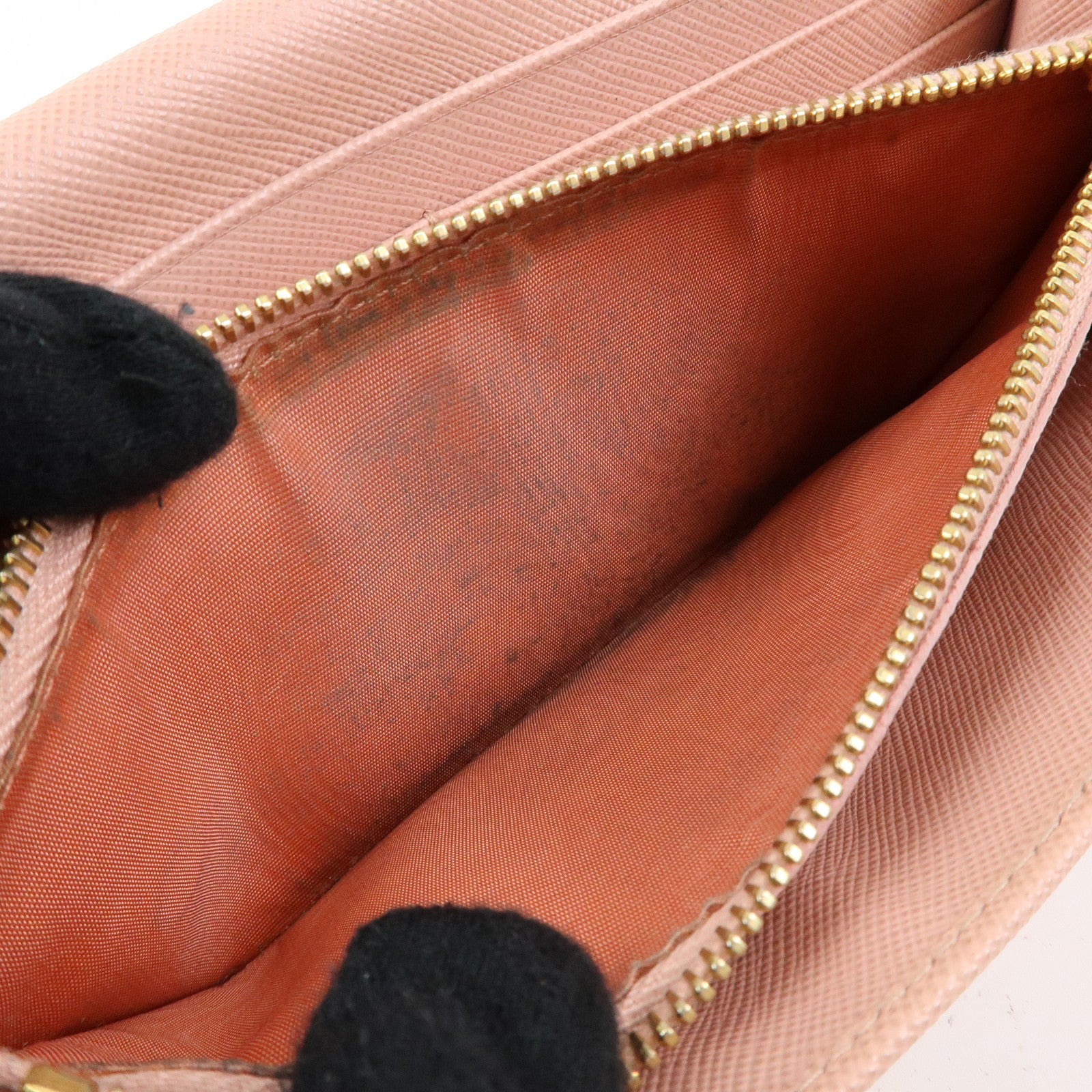 PRADA Logo Ribbon Saffiano Leather Long Wallet Pink 1M1132