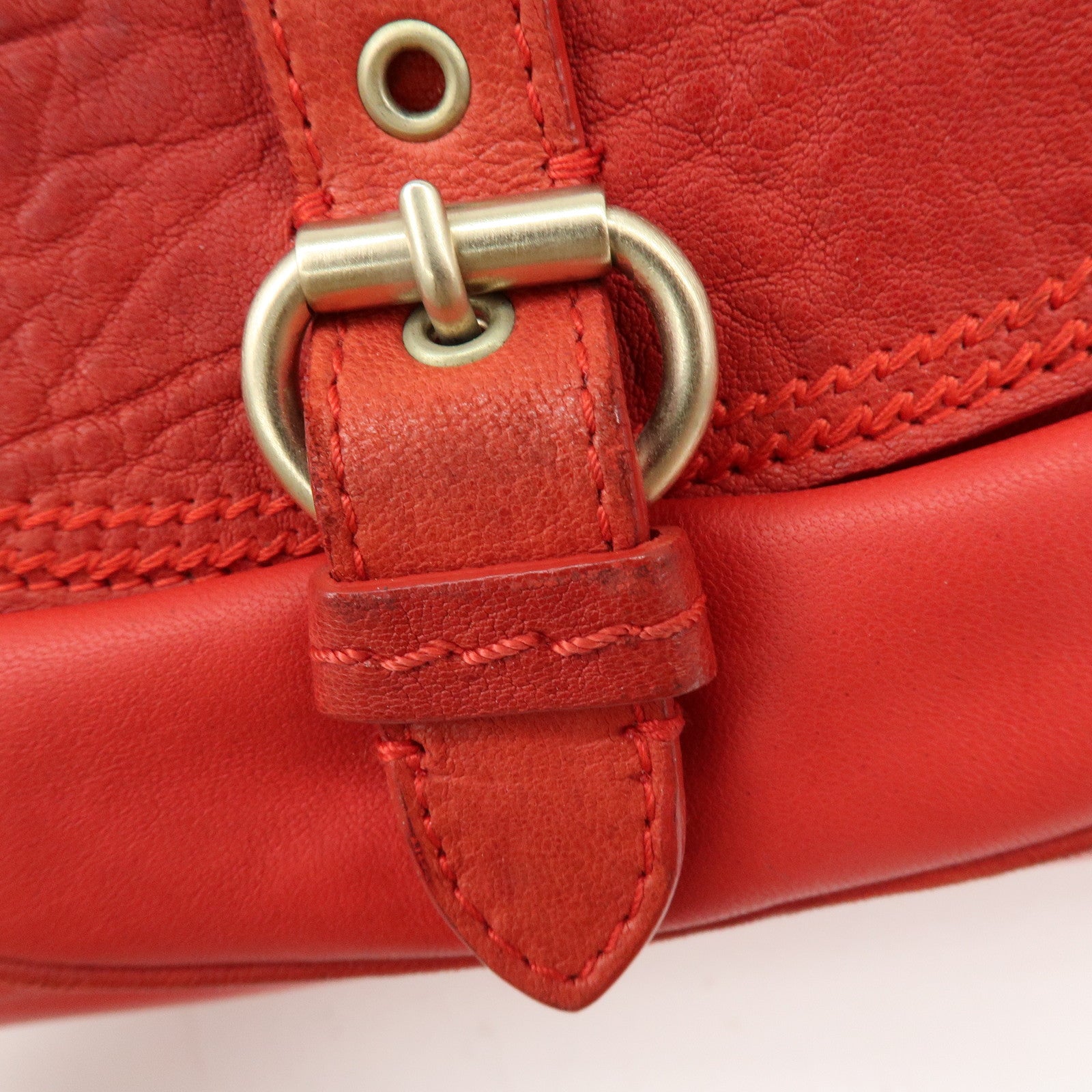 Christian Dior My Dior Logo Leather Hand Bag Satchel Bag Red