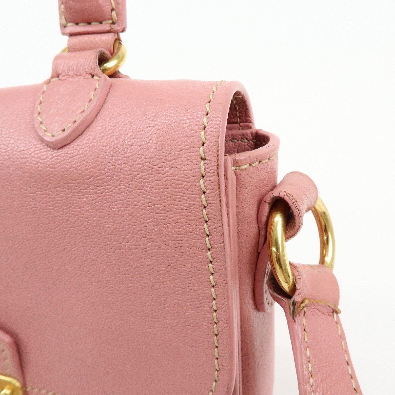 MIU MIU Madras Leather 2Way Bag Hand Bag Shoulder Bag Pink