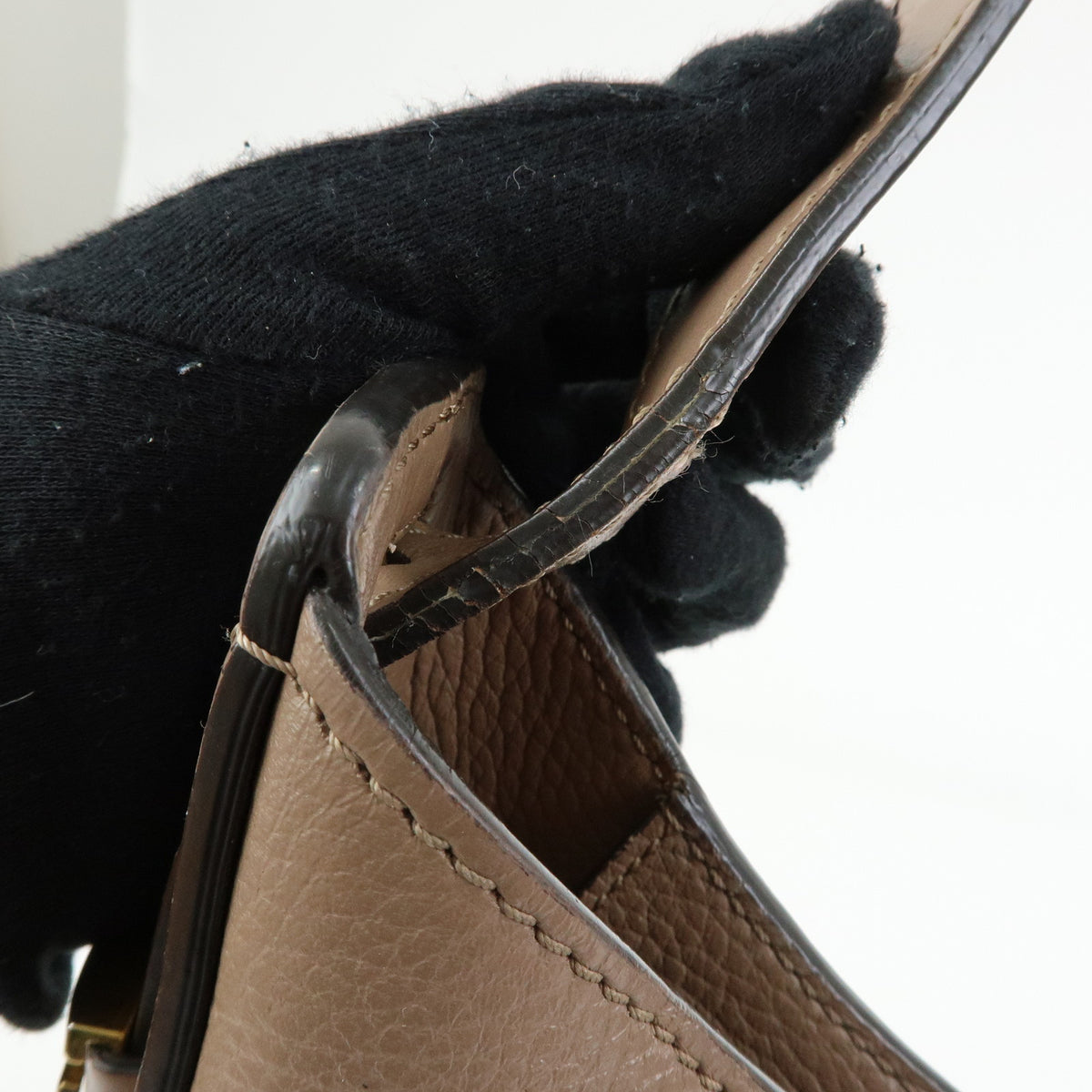 TOD'S  Oboe Leather Shoulder Bag Hand Bag Taupe Brown