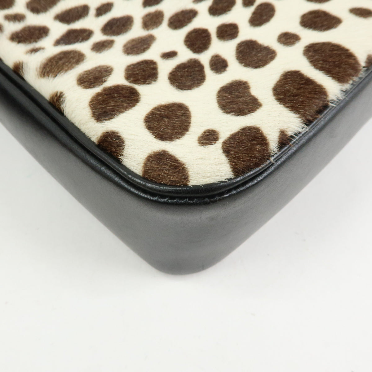 SAINT LAURENT PARIS Pony Hair Leather Leopard Shoulder Bag Beige Brown