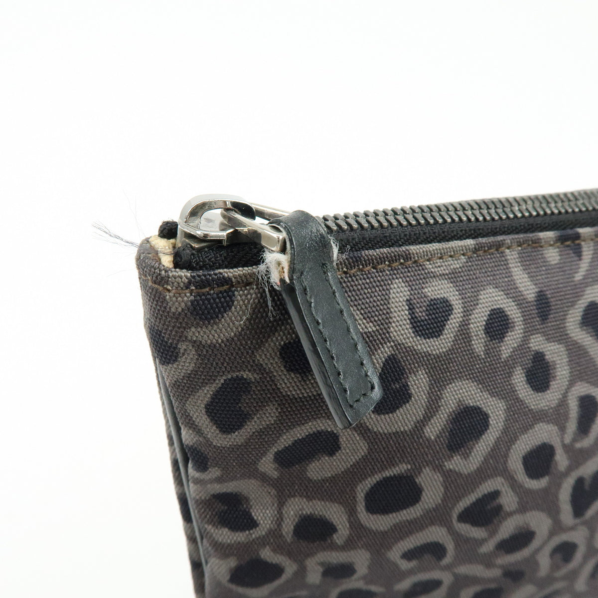 GUCCI Canvas Leather Clutch Bag Leopard Grey Black 353478
