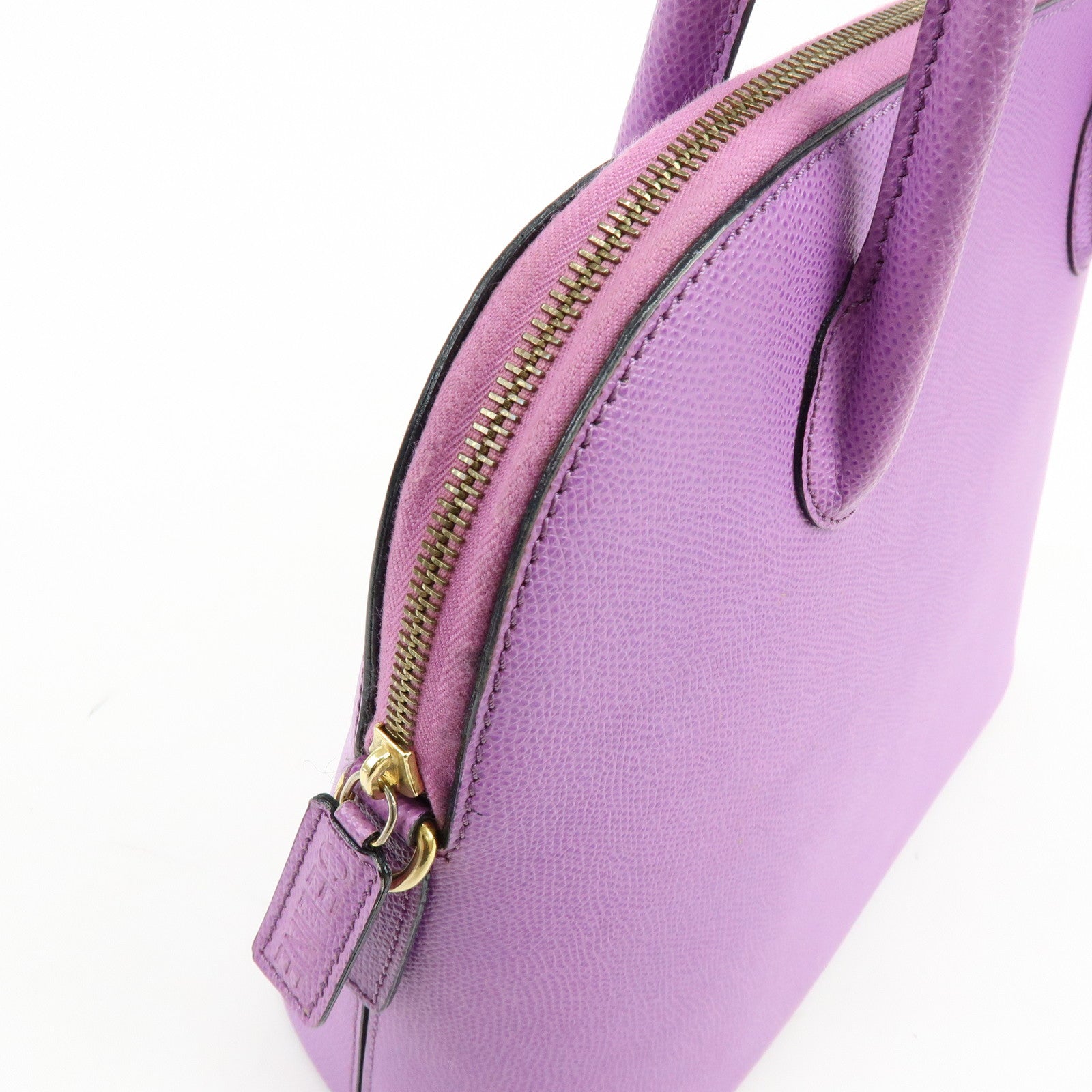 CELINE Leather 2Way Bag Shoulder Hand Bag Purple