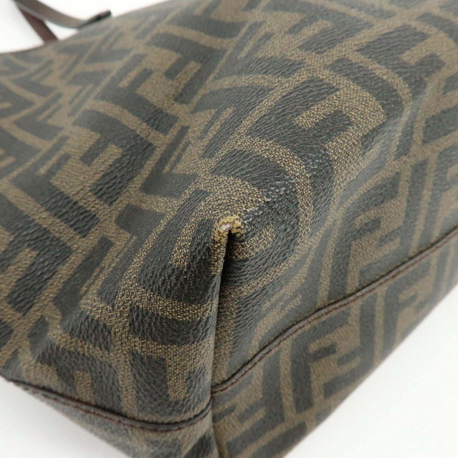 FENDI Zucca PVC Leather Tote Bag Shoulder Bag Brown Black 8BH198