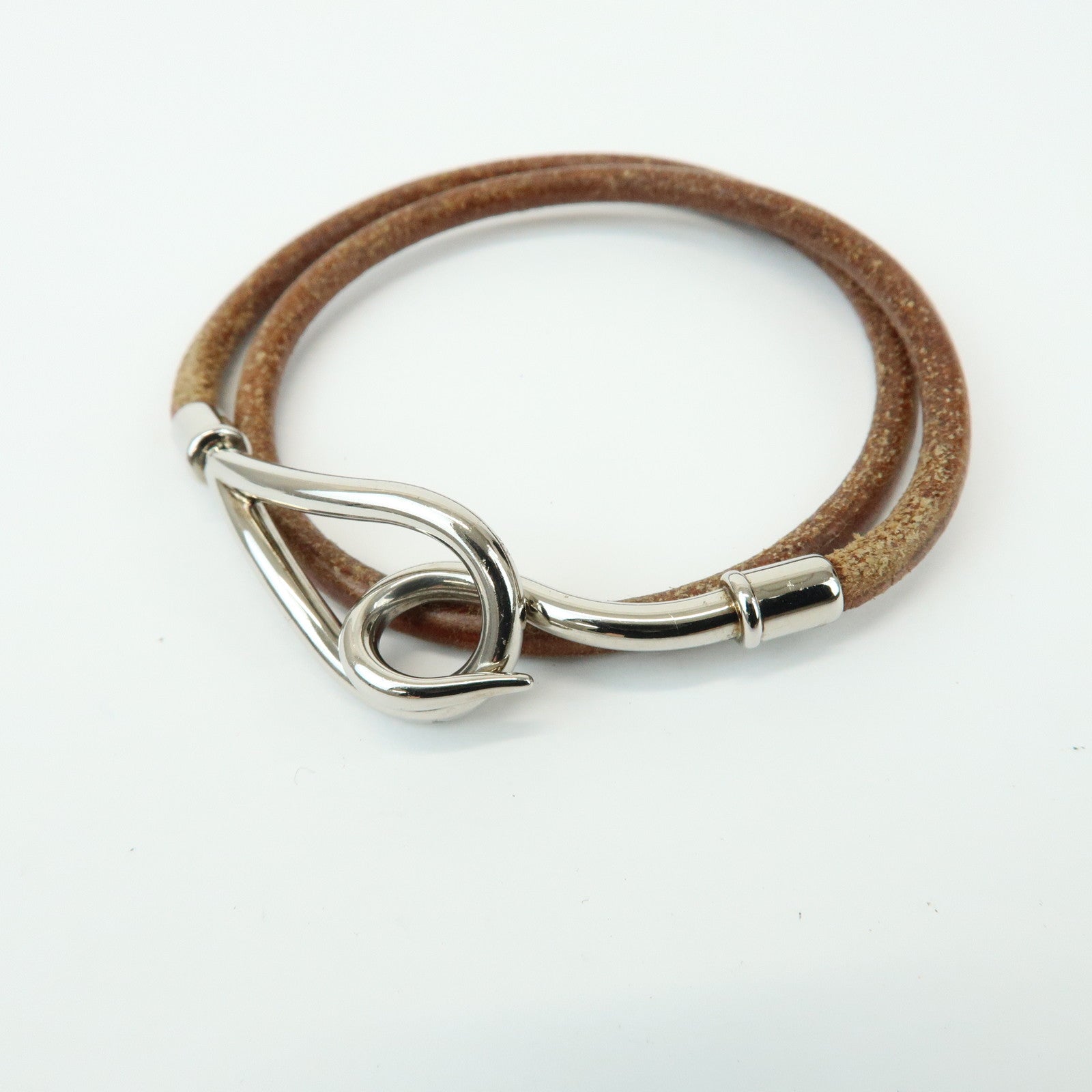 HERMES Set of 2 Jumbo Choker Jumbo Double Choker Leather Bracelet
