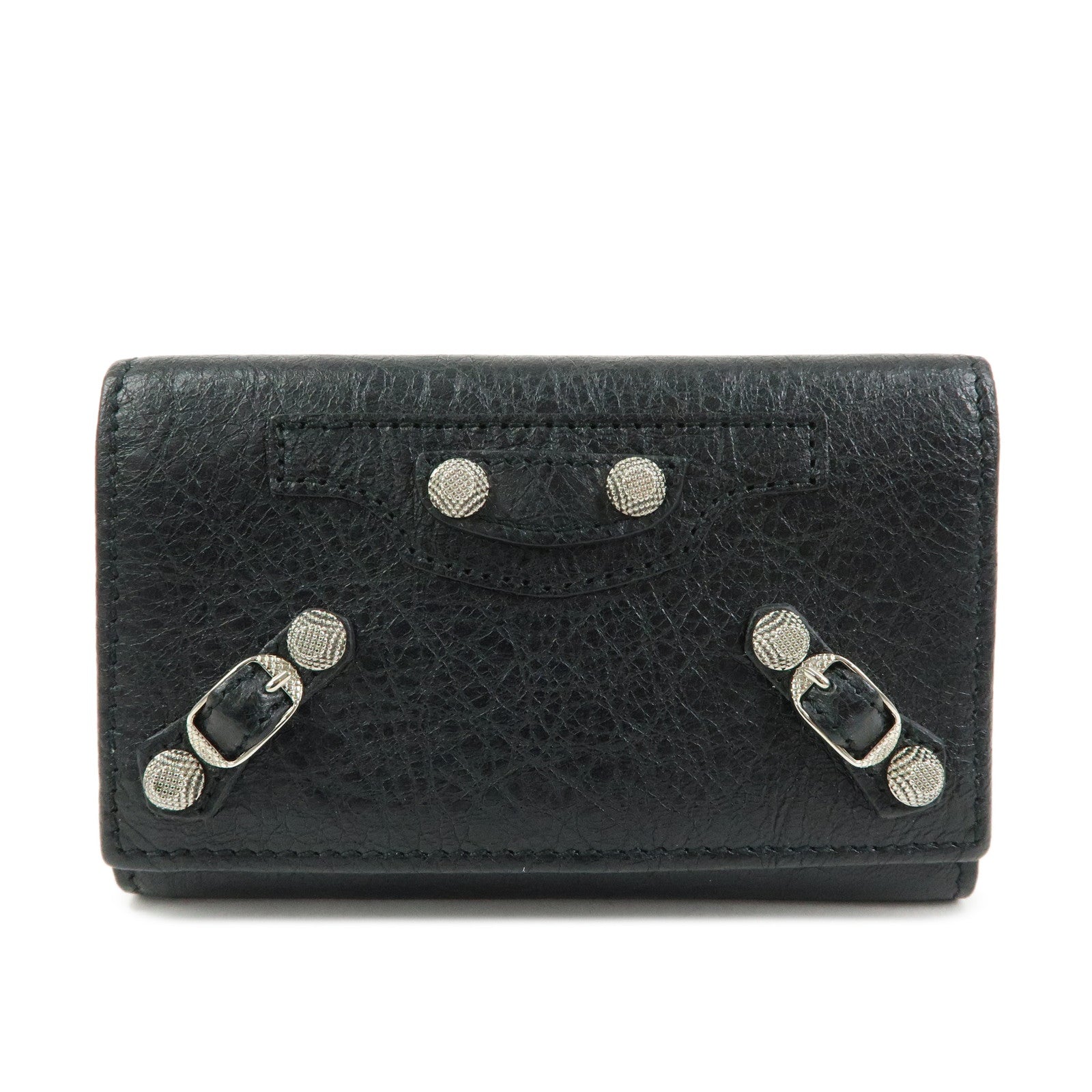 BALENCIAGA Leather Giant Osaka 6 Ring Key Case Key Holder Black 285377