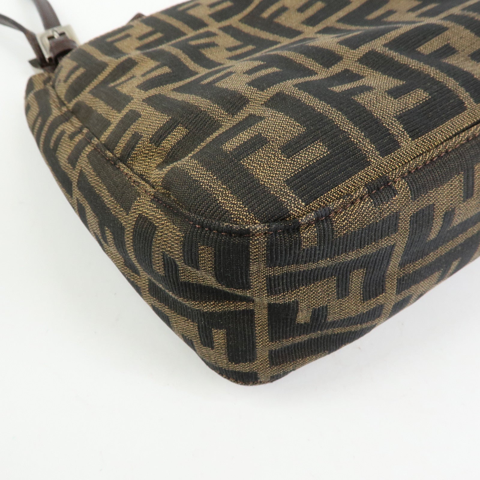 FENDI Zucca Canvas Leather Shoulder Bag Hand Bag Brown Black 26728