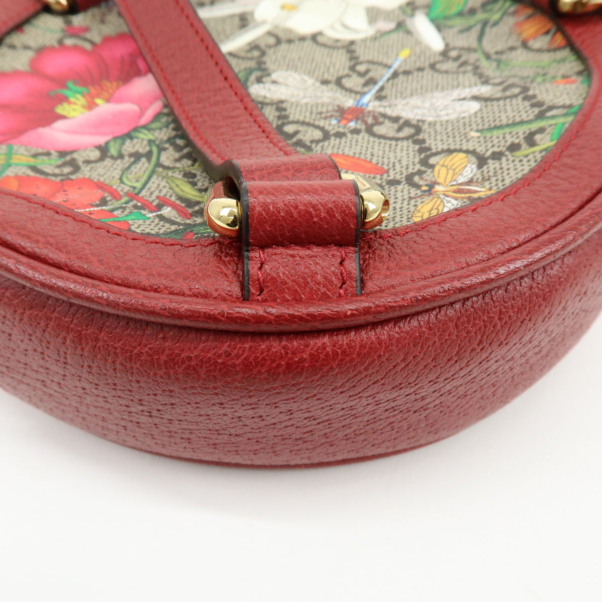GUCCI Ophidia Sherry Flora GG Supreme Leather Backpack Red Beige 598661