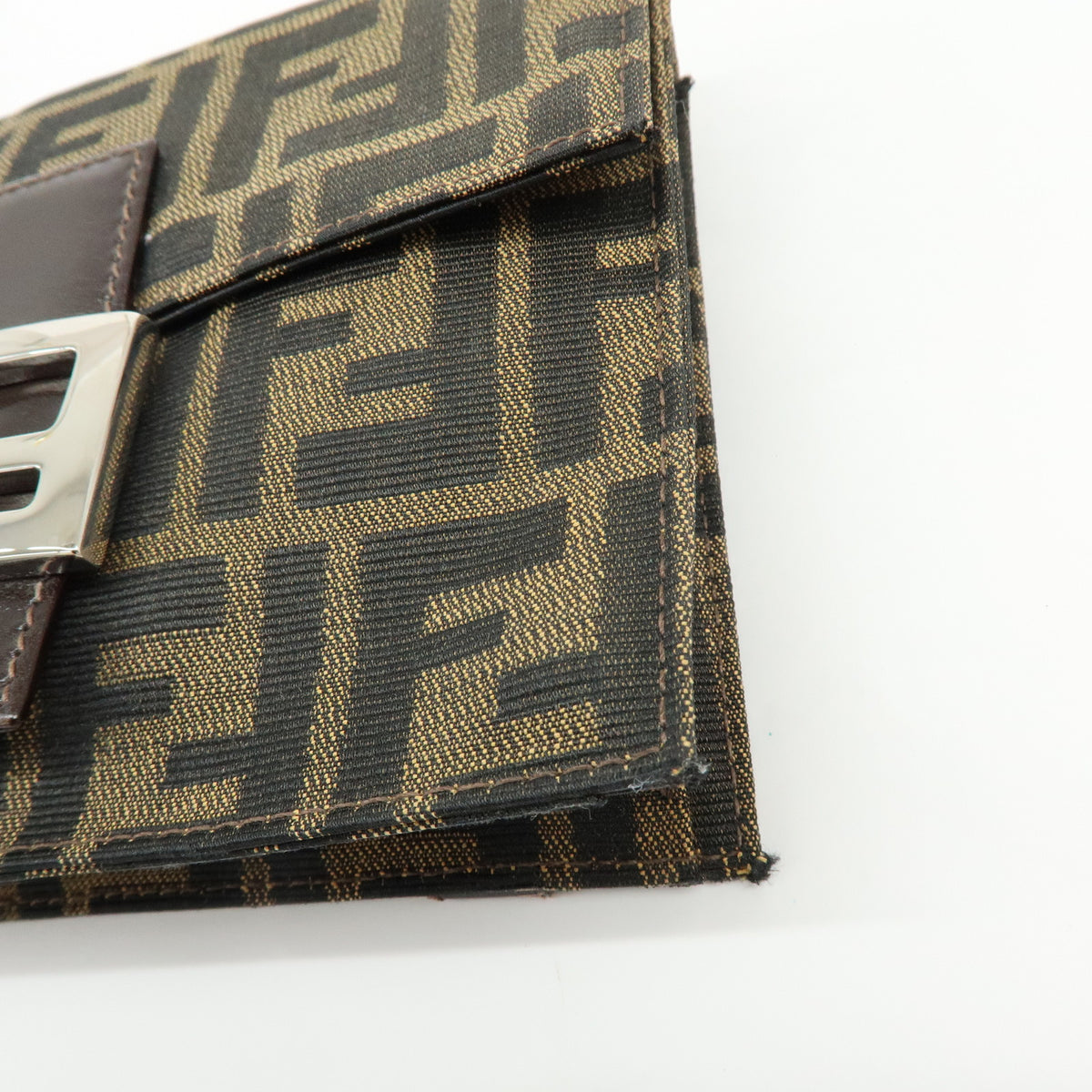 FENDI Zucca Jacquard Canvas Leather Shoulder Bag Brown Black 0915967002