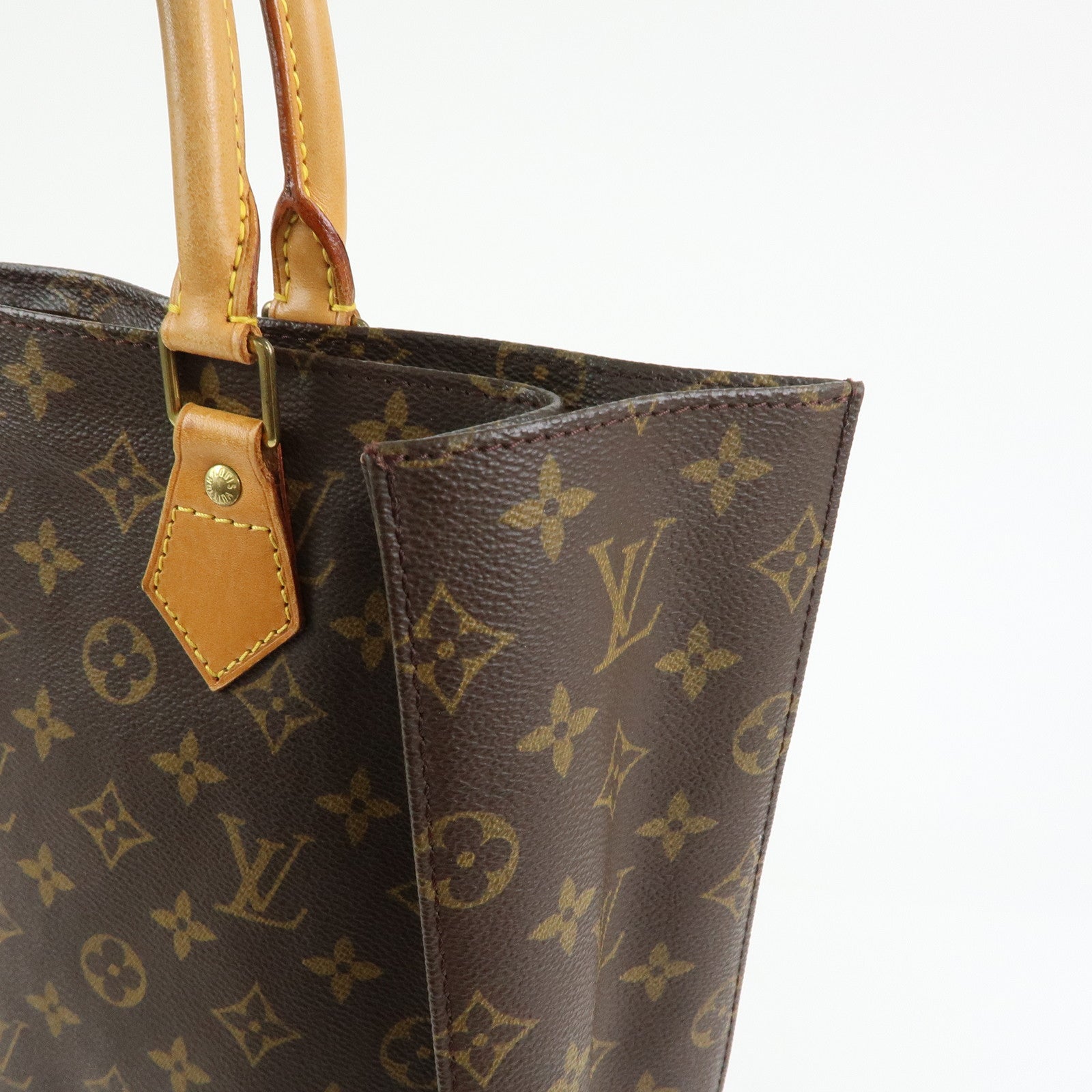 Louis Vuitton Monogram Sac Plat Tote Bag Hand Bag Brown M51140