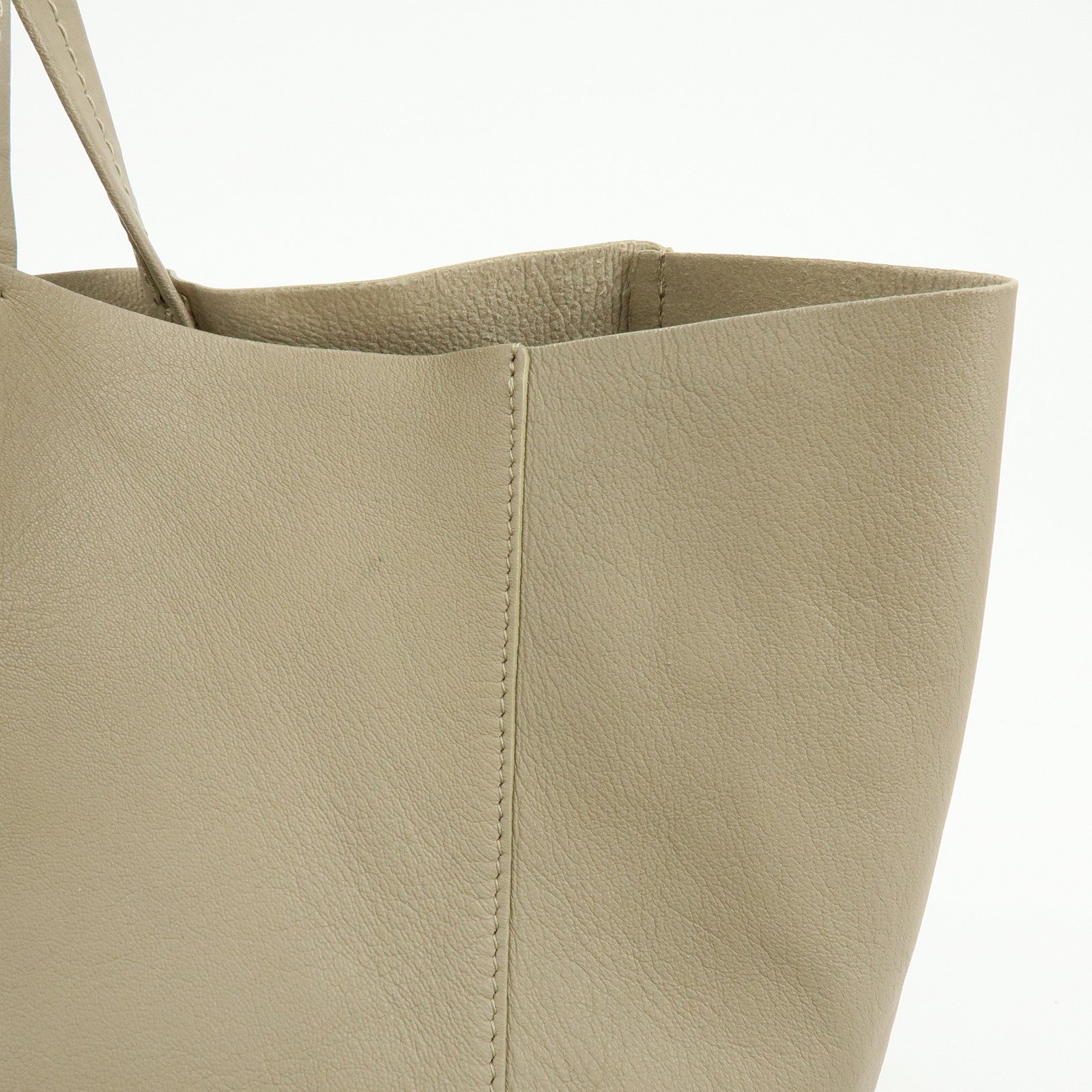 CELINE Leather Tote Bag Shoulder Bag Greige