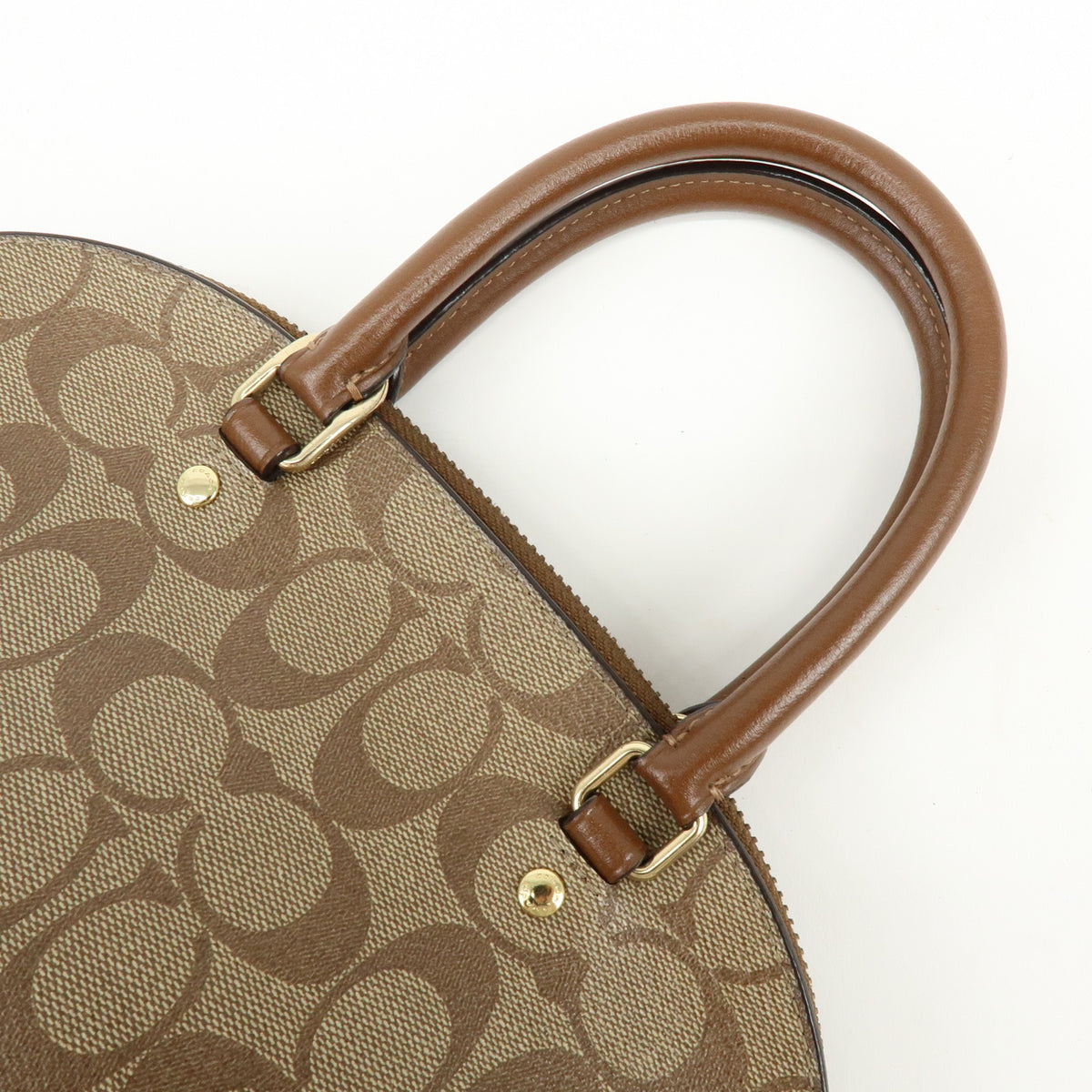 COACH Lot of 2 Signature Canvas Leather Hand Bag Beige Brown