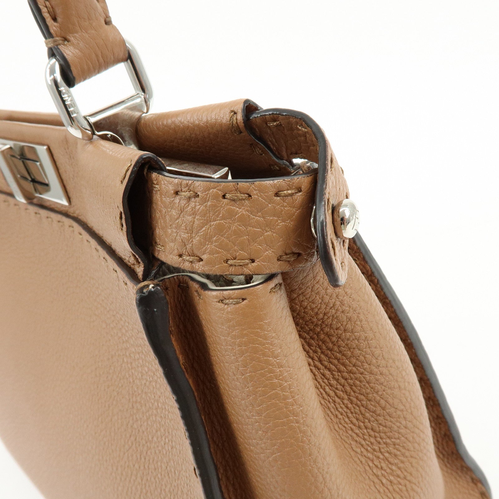 FENDI Selleria Peekaboo Medium Leather 2Way Hand Shoulder Bag 8BN290
