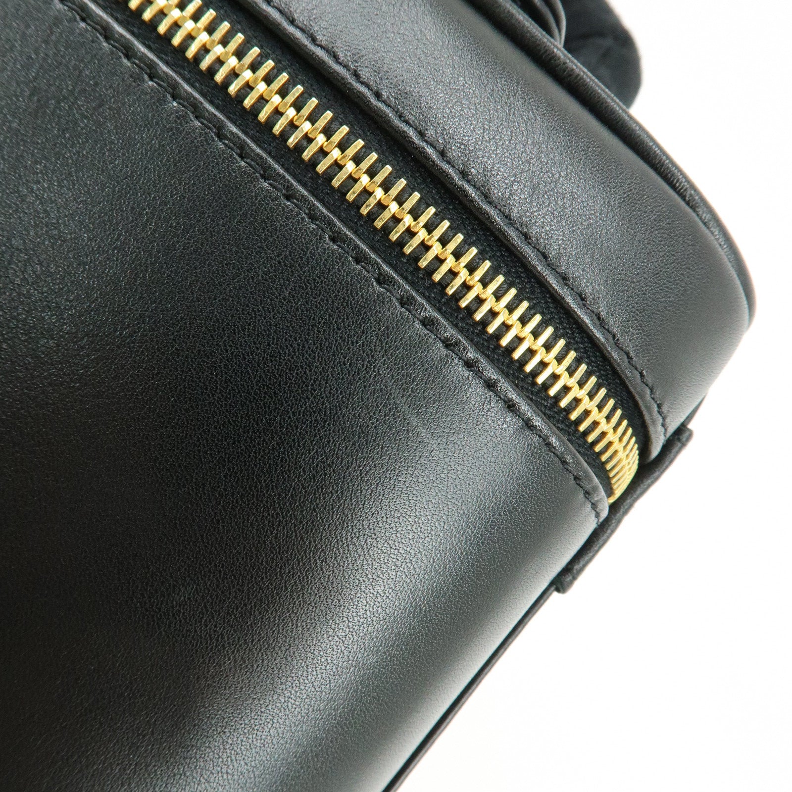 CHANEL Bicolore Lamb Skin Vanity Bag Hand Bag Black A01619