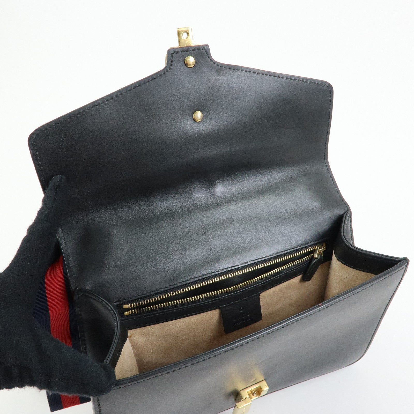Gucci Sylvie Sherry Leather Shoulder Bag Crossbody Bag Black 421882