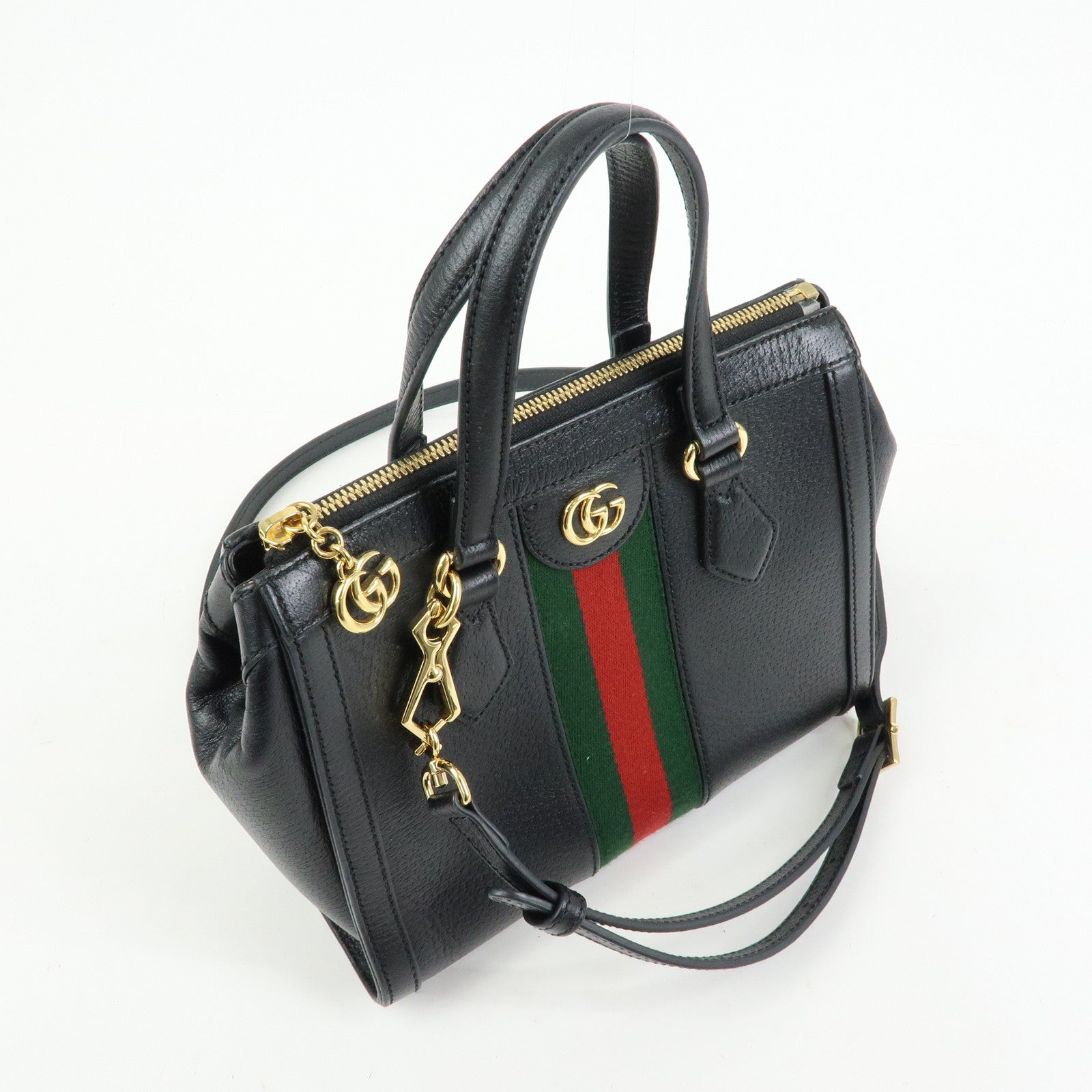GUCCI Ophidia Sherry Leather 2Way Bag Shoulder Bag Hand Bag Black