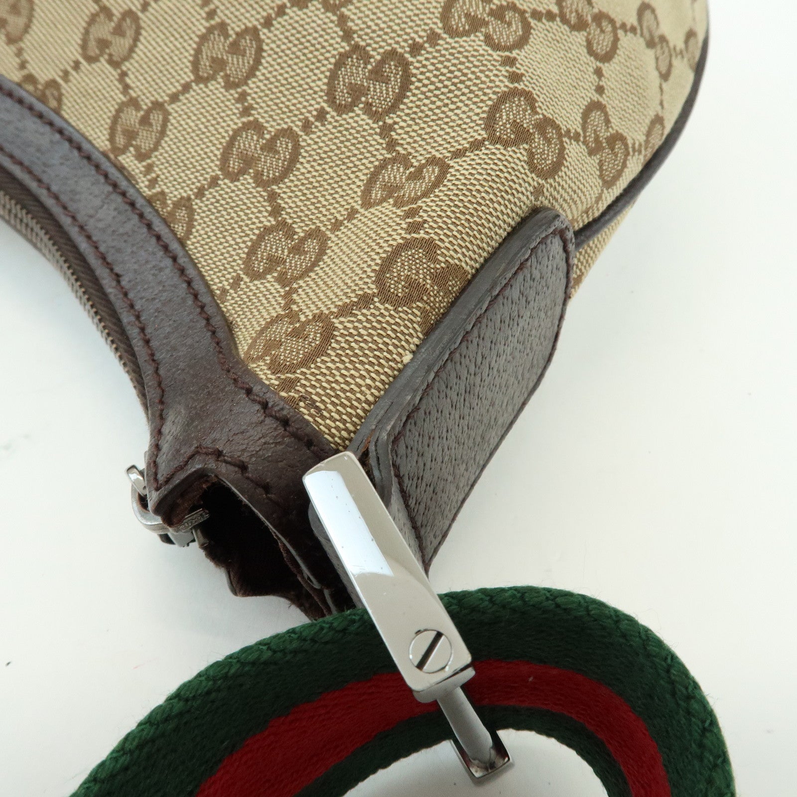 GUCCI Sherry GG Canvas Leather Shoulder Bag Beige Brown 181092