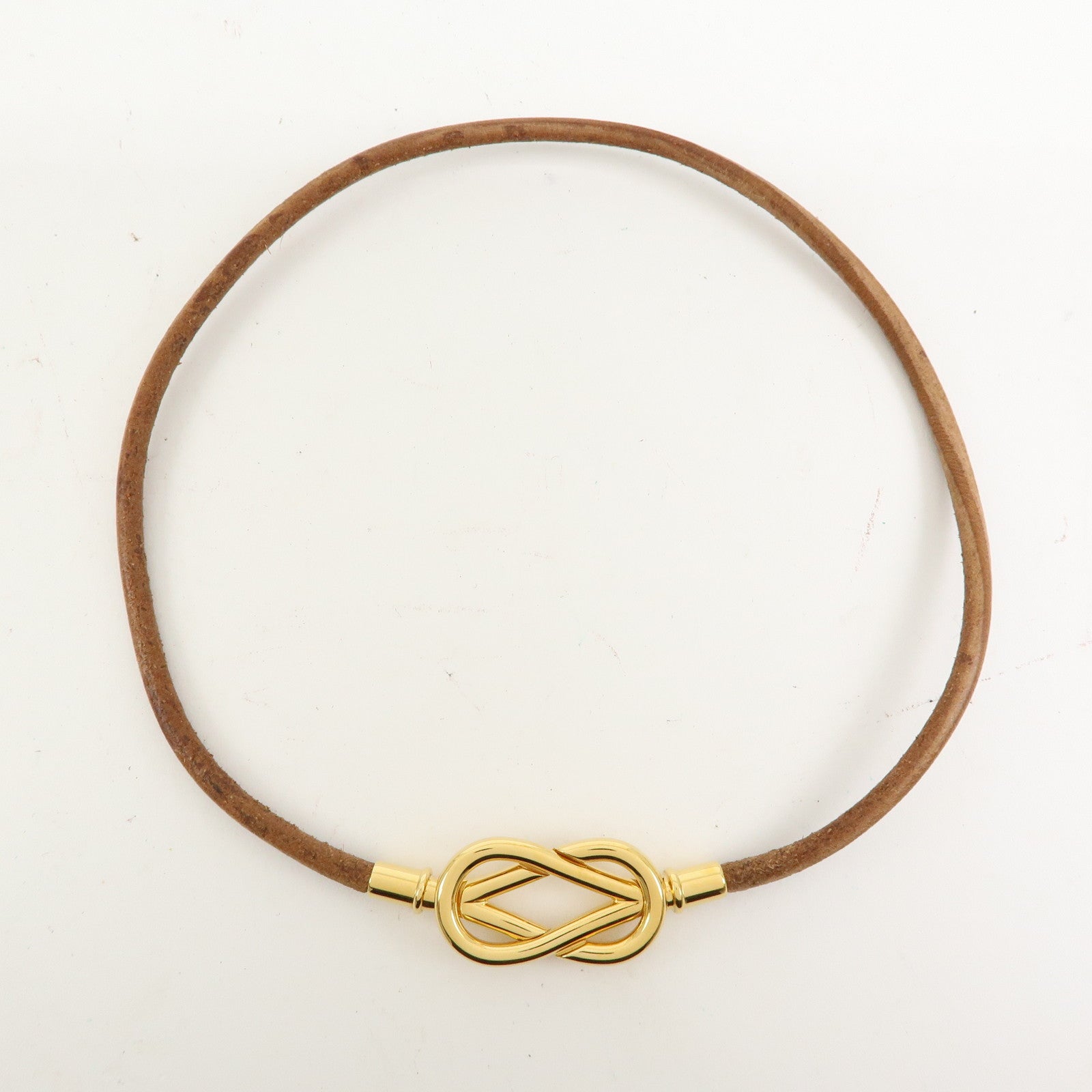 Hermes Atame Double Tour Jumbo Leather Metal Bracelet Choker Brown