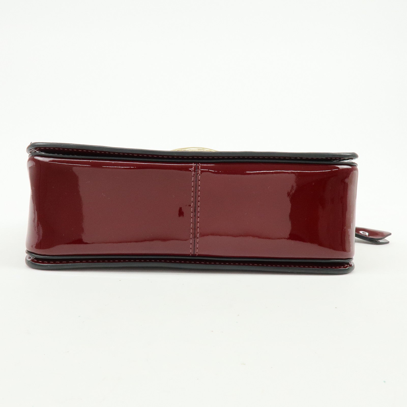 COACH Studio Signature C Patent Leather Shoulder Bag Bordeaux