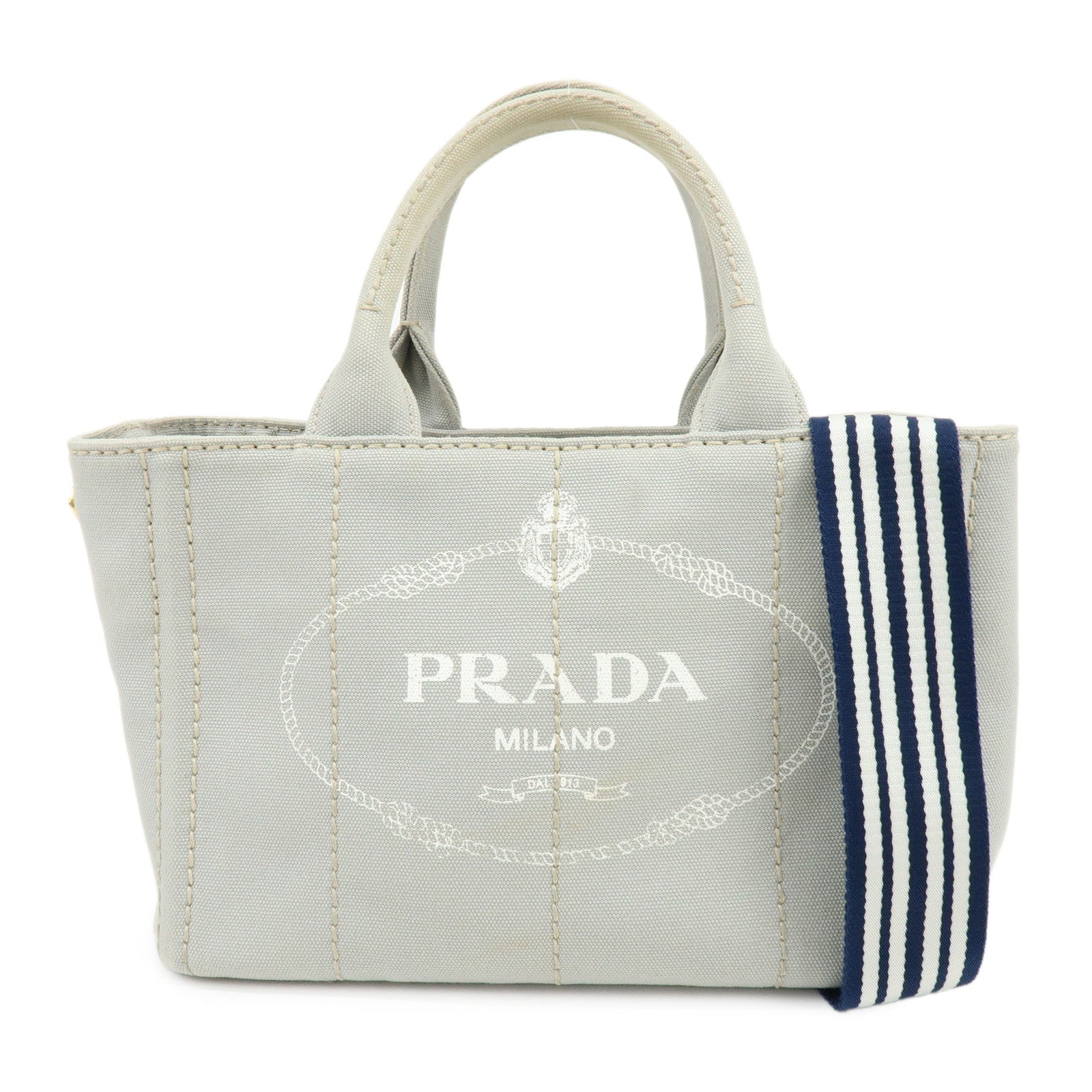 PRADA Canapa Mini Canvas 2Way Bag Hand Bag Shoulder Bag Gray 1BG439