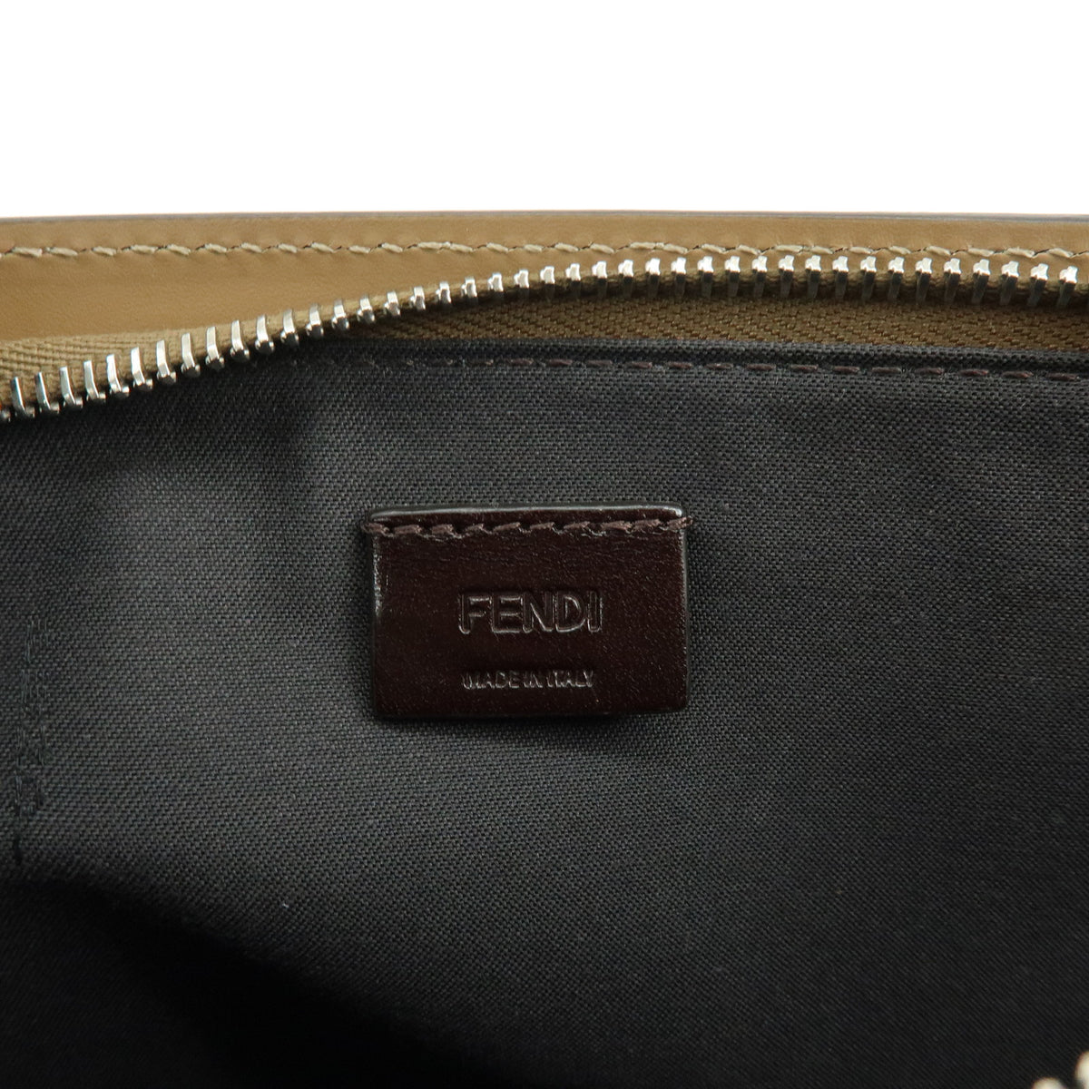 FENDI Zucca Flat Slim Canvas Leather Clutch Bag Pouch Brown 7N0134