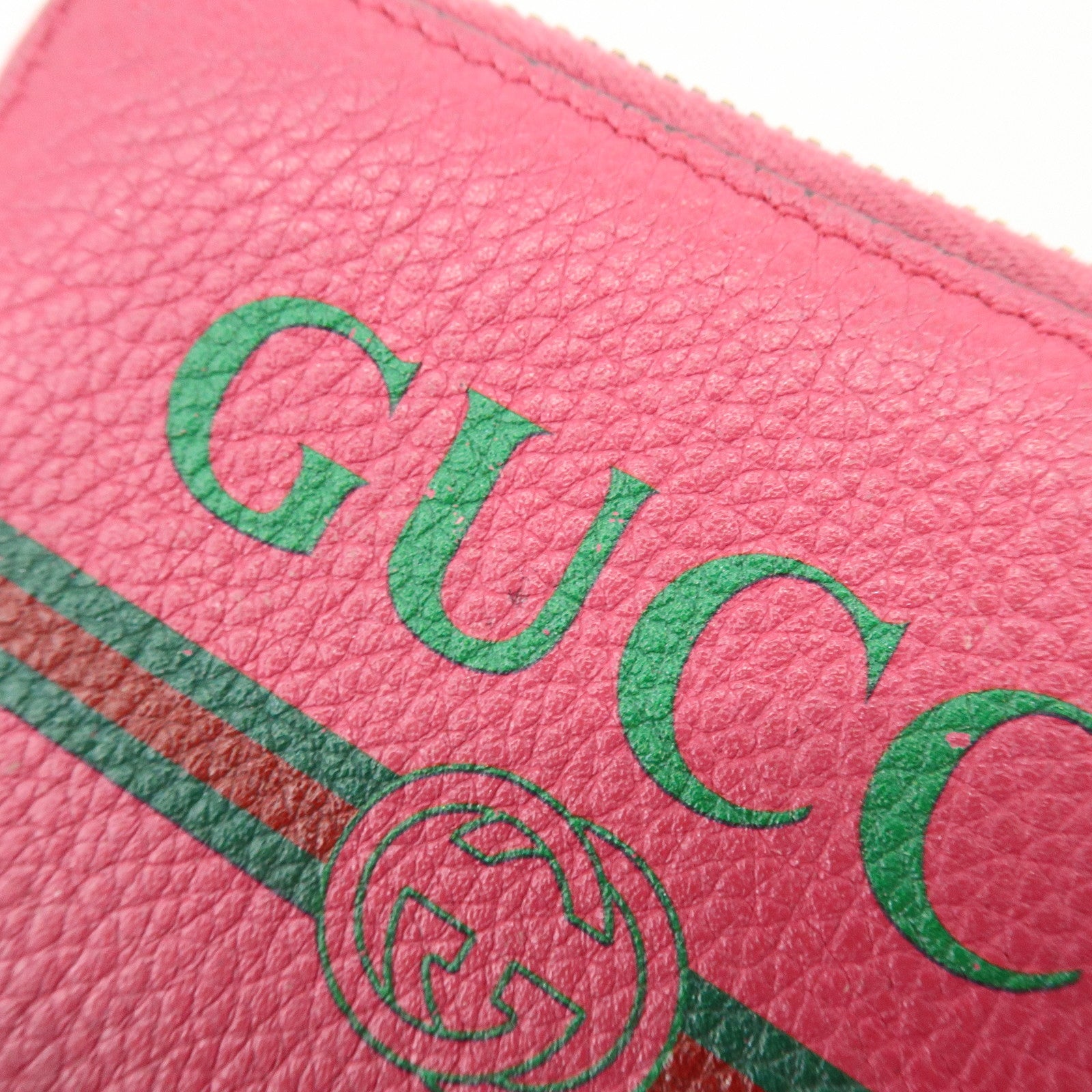 GUCCI Interlocking G Sherry Leather Round Zipper Coin Case Pink 496319