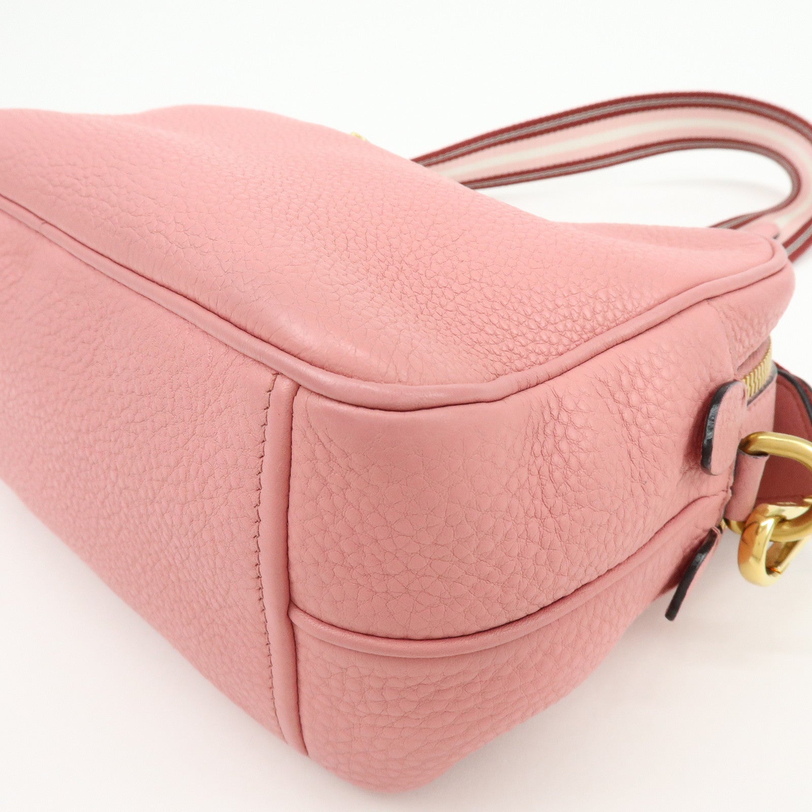 PRADA Logo Leather Shoulder Bag Crossbody Bag Camera Bag Pink