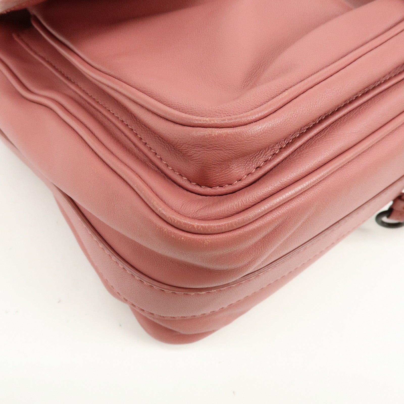 BOTTEGA VENETA Intrecciato Leather Chain Shoulder Bag Pink