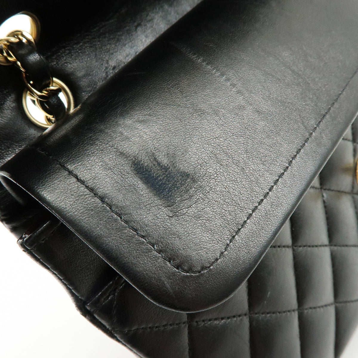 CHANEL Matelasse 25 Double Flap Lamb Skin Chain Shoulder Bag A01112