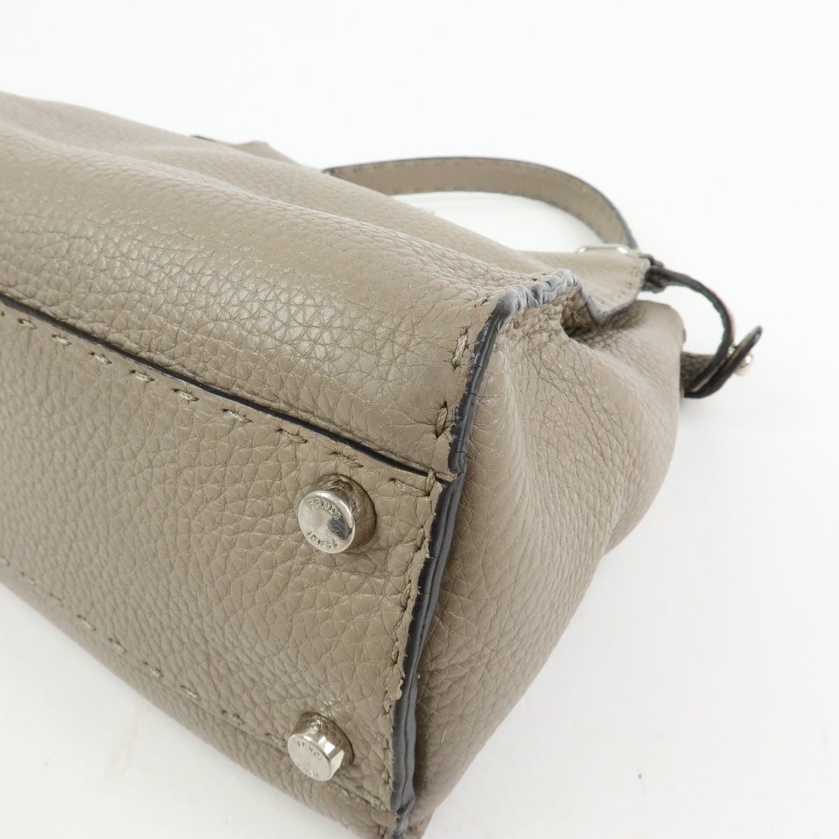 FENDI Peekaboo Medium Leather 2Way Bag Hand Shoulder Bag Greige 8BN290