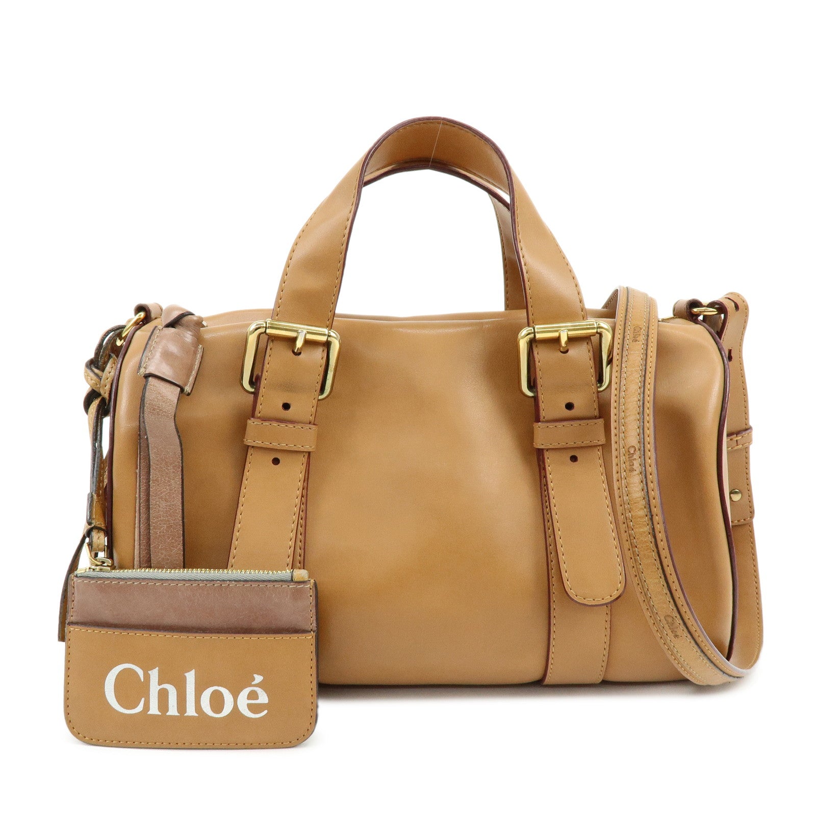 Chloe Sam Leather 2Way Bag Hand Shoulder Bag Brown Camel