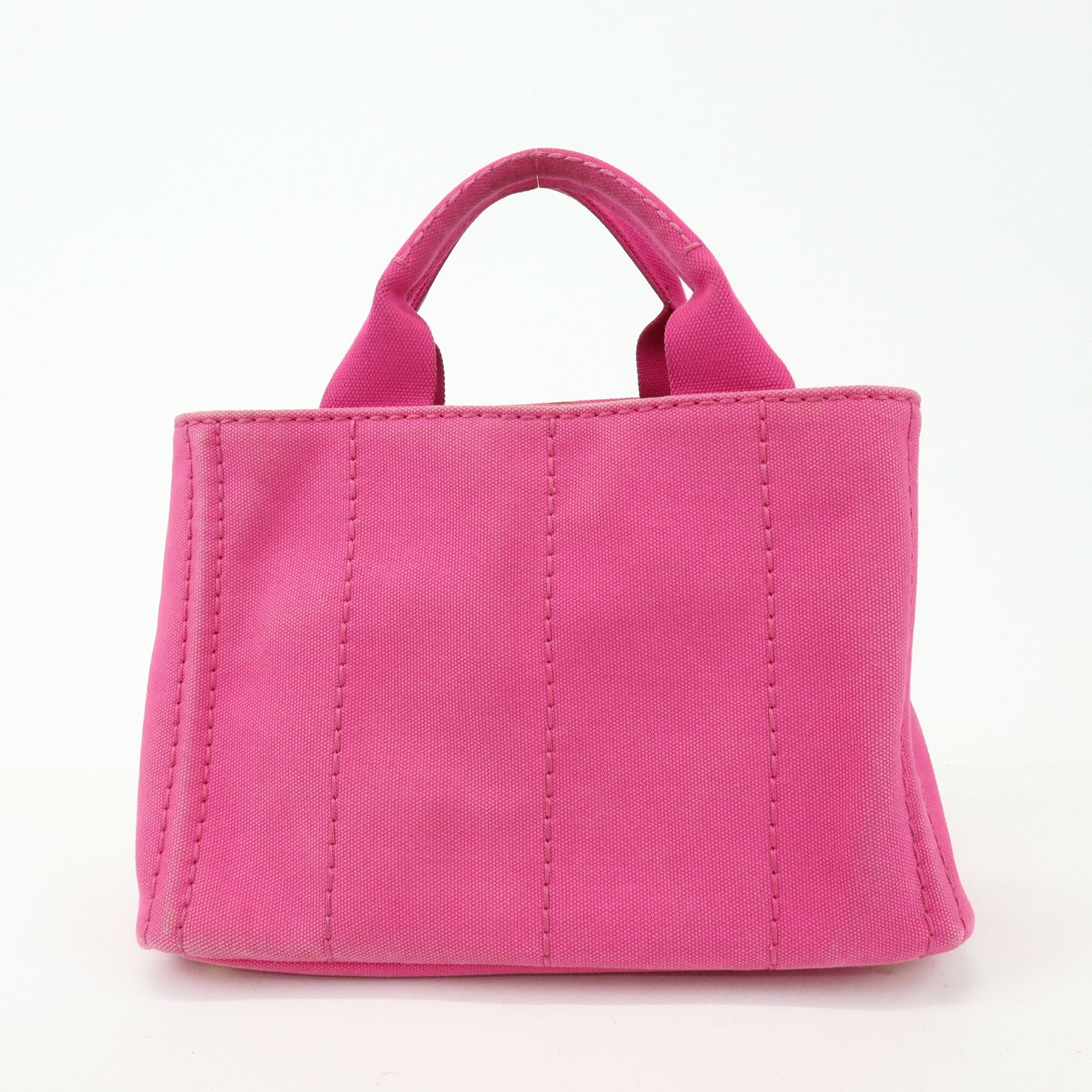 PRADA Triangle Logo Canapa Mini Canvas Tote Hand Bag Pink BN2439