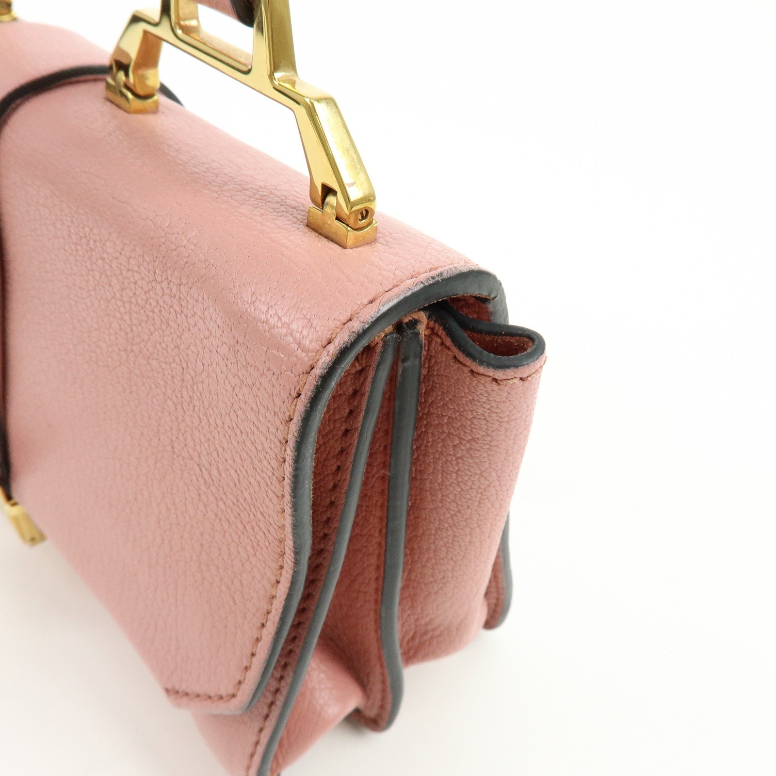 MIU MIU Madras Leather 2Way Bag Hand Bag Shoulder Bag Pink 5BH609