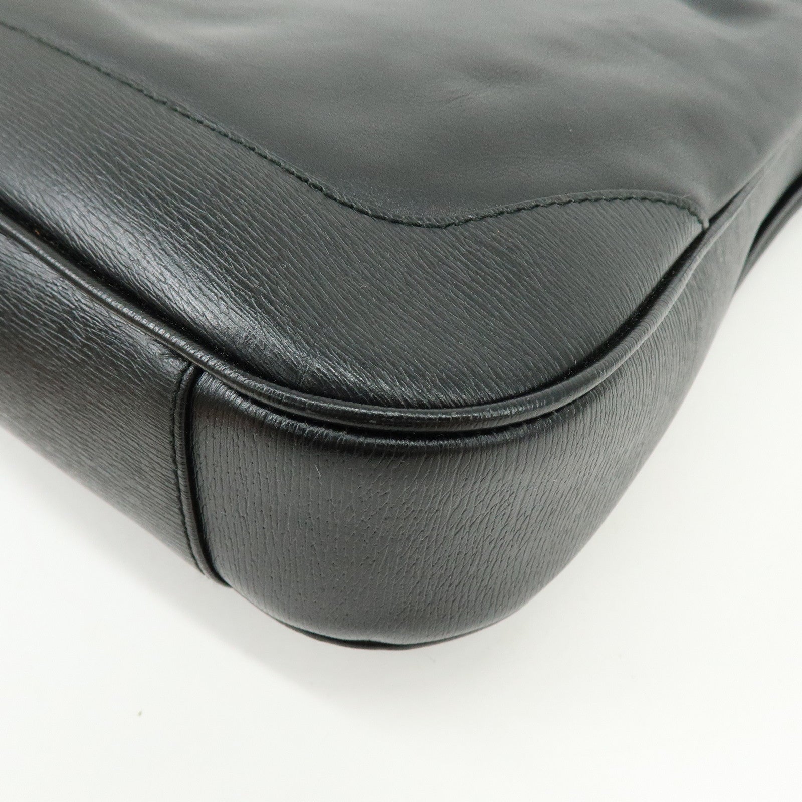 GUCCI Bamboo Leather 2Way Bag Shoulder Bag Hand Bag Black 002058