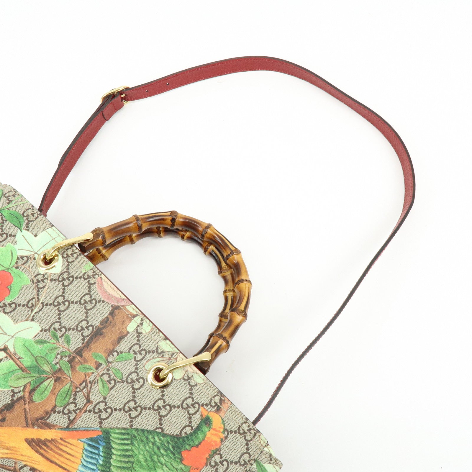 GUCCI Tian Bamboo Shopper Medium GG Supreme Leather 2WAY Bag 323660