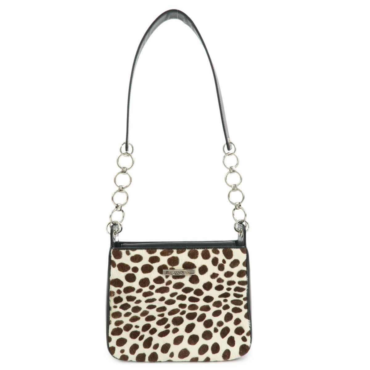 SAINT LAURENT PARIS Pony Hair Leather Leopard Shoulder Bag Beige Brown