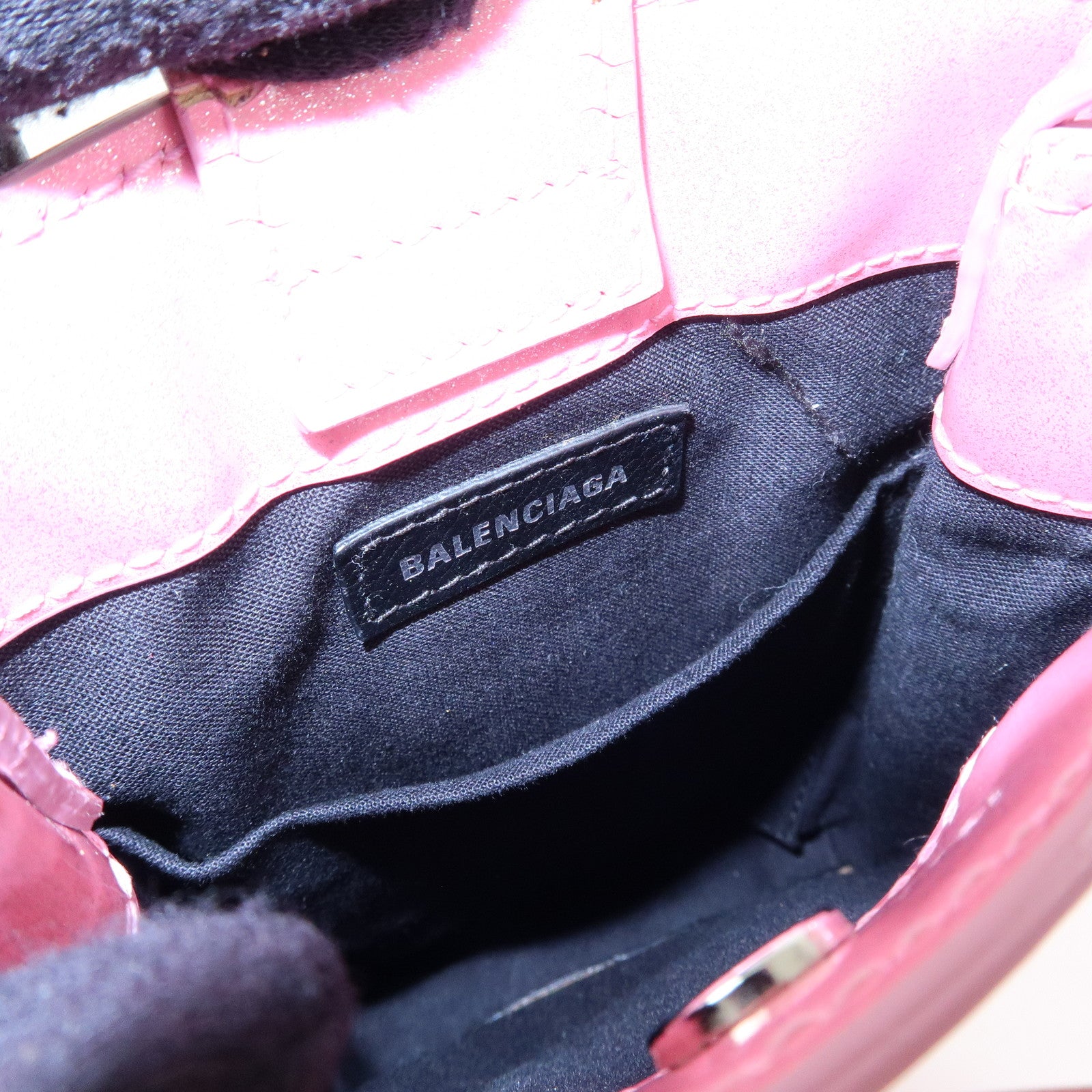BALENCIAGA Patent Leather Shopping Phone Holder 2Way Bag Pink 593826