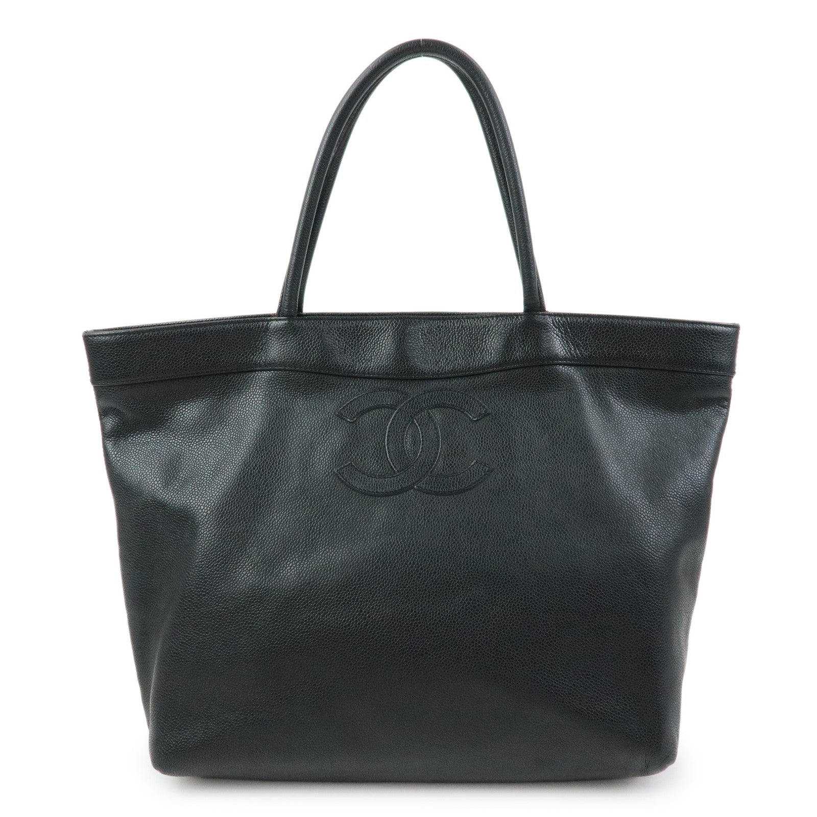 CHANEL COCO Mark Caviarskin Tote Bag Shoulder Bag Black