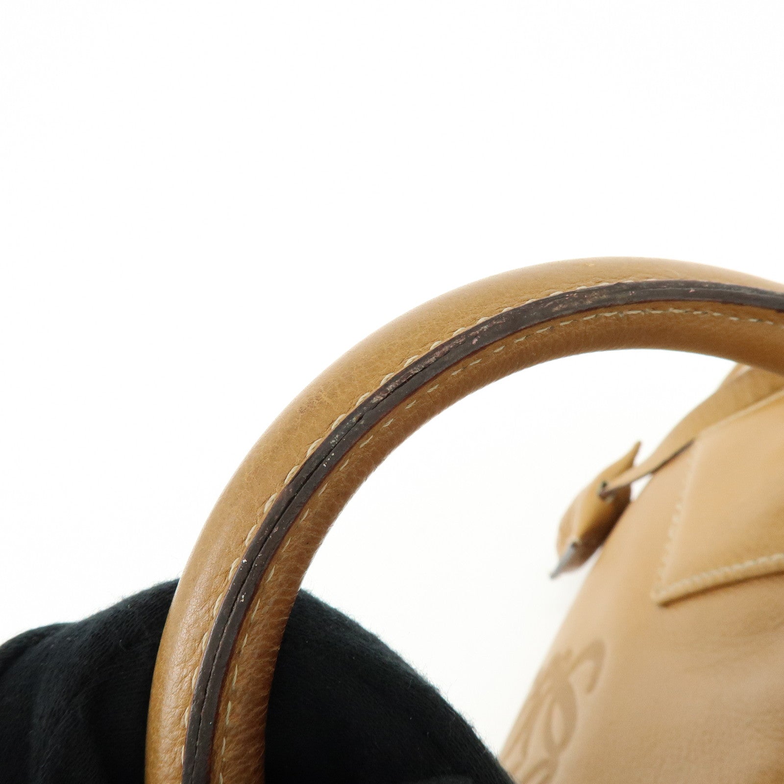 LOEWE Anagram Amazona 28 Leather Hand Bag Boston Bag Camel