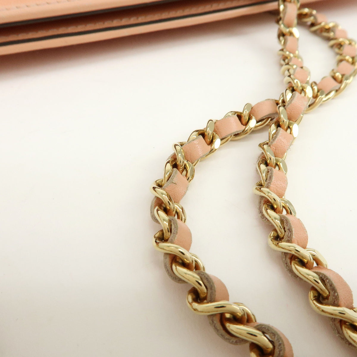 CHANEL COCO Mark Canvas Leather Chain Shoulder Bag Tote Bag Pink Orange