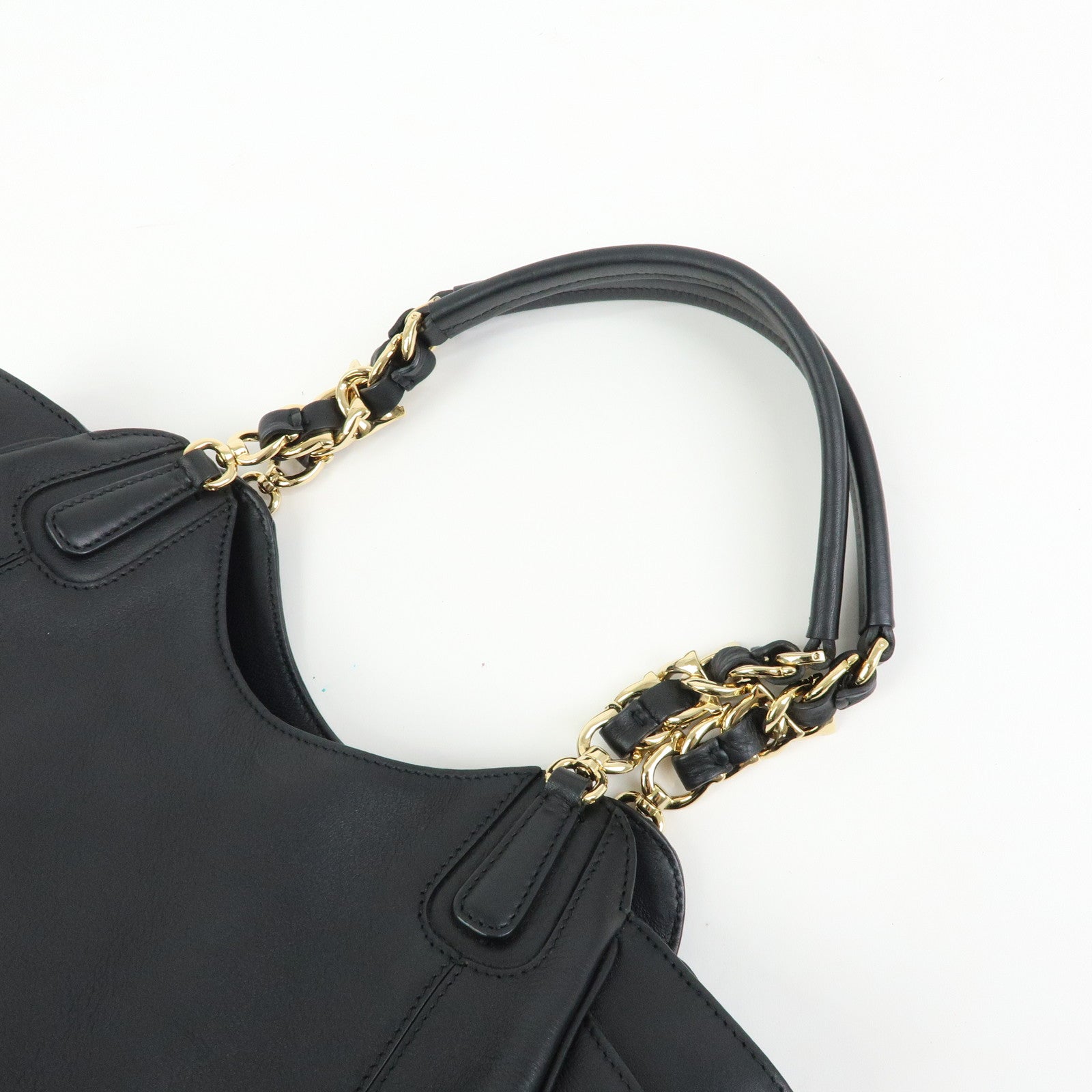 Ferragamo Gancini Leather Hand Bag Shoulder Bag Black 21 F077