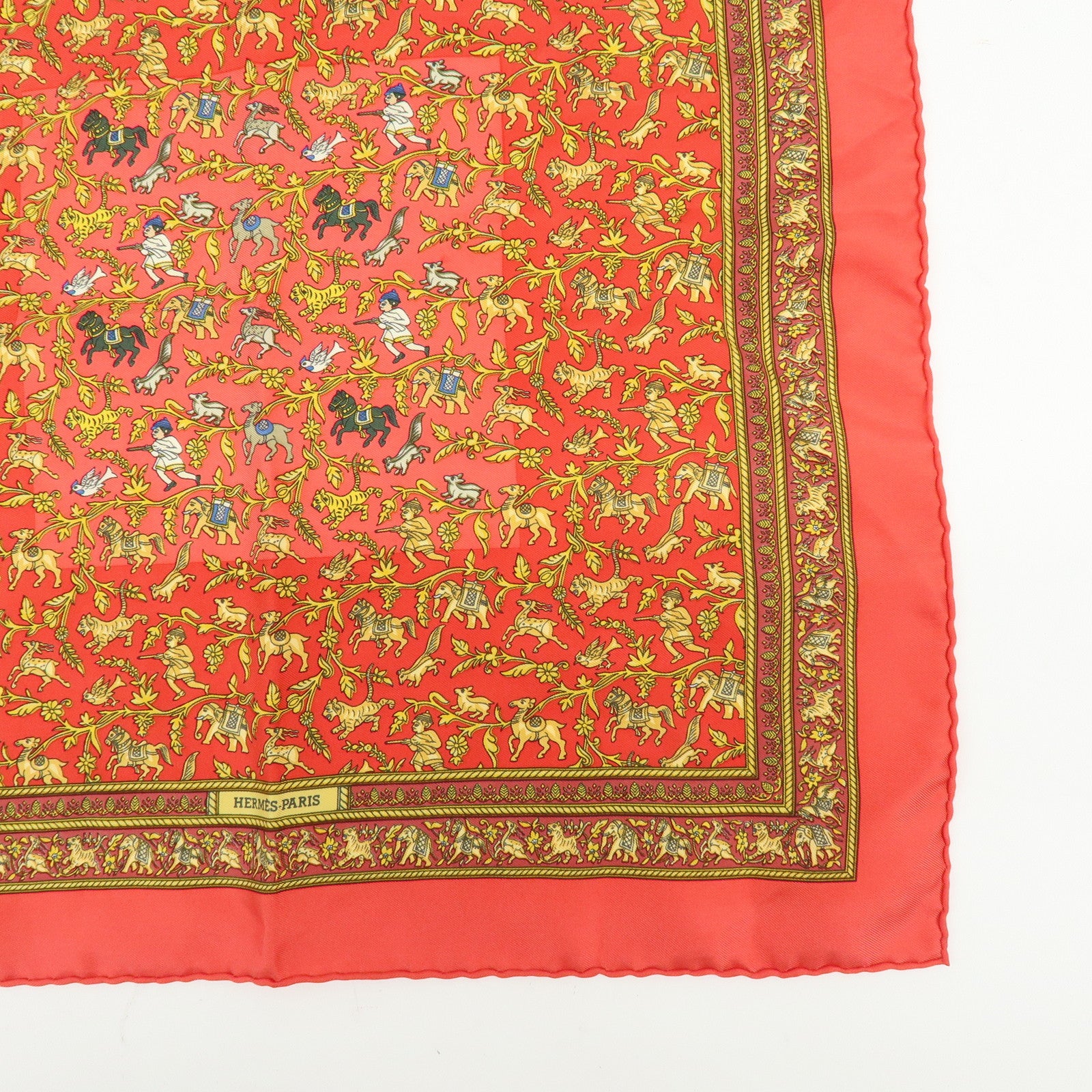 HERMES Set of 2 Carre 42 Silk Scarf PARURES DES SABLES/CHASSE EN INDE