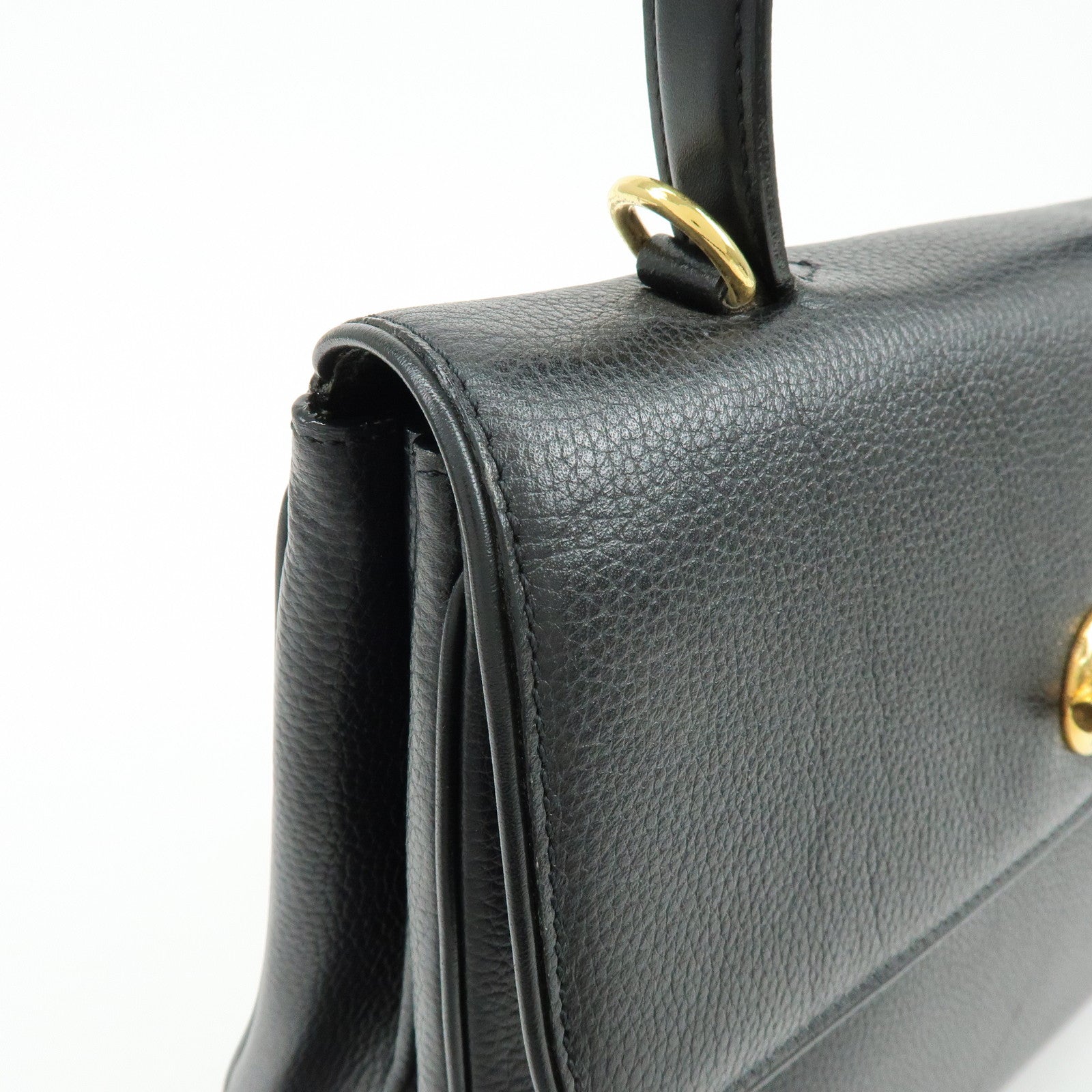 CELINE Leather 2WAY Bag Top Handle Bag Shoulder Bag Black