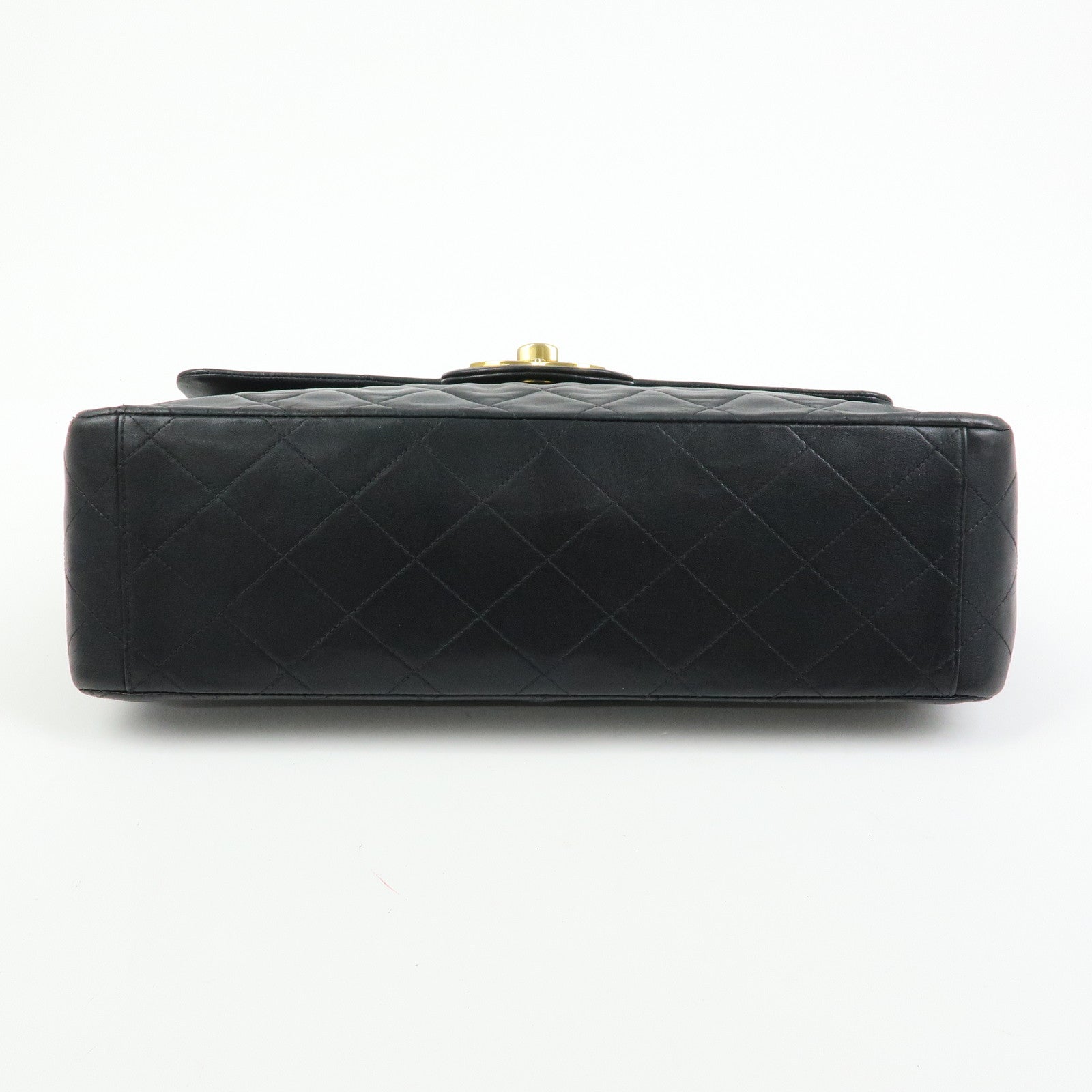 CHANEL Jumbo Matelasse 34 COCO Mark Lamb Skin Shoulder Bag Black A01094