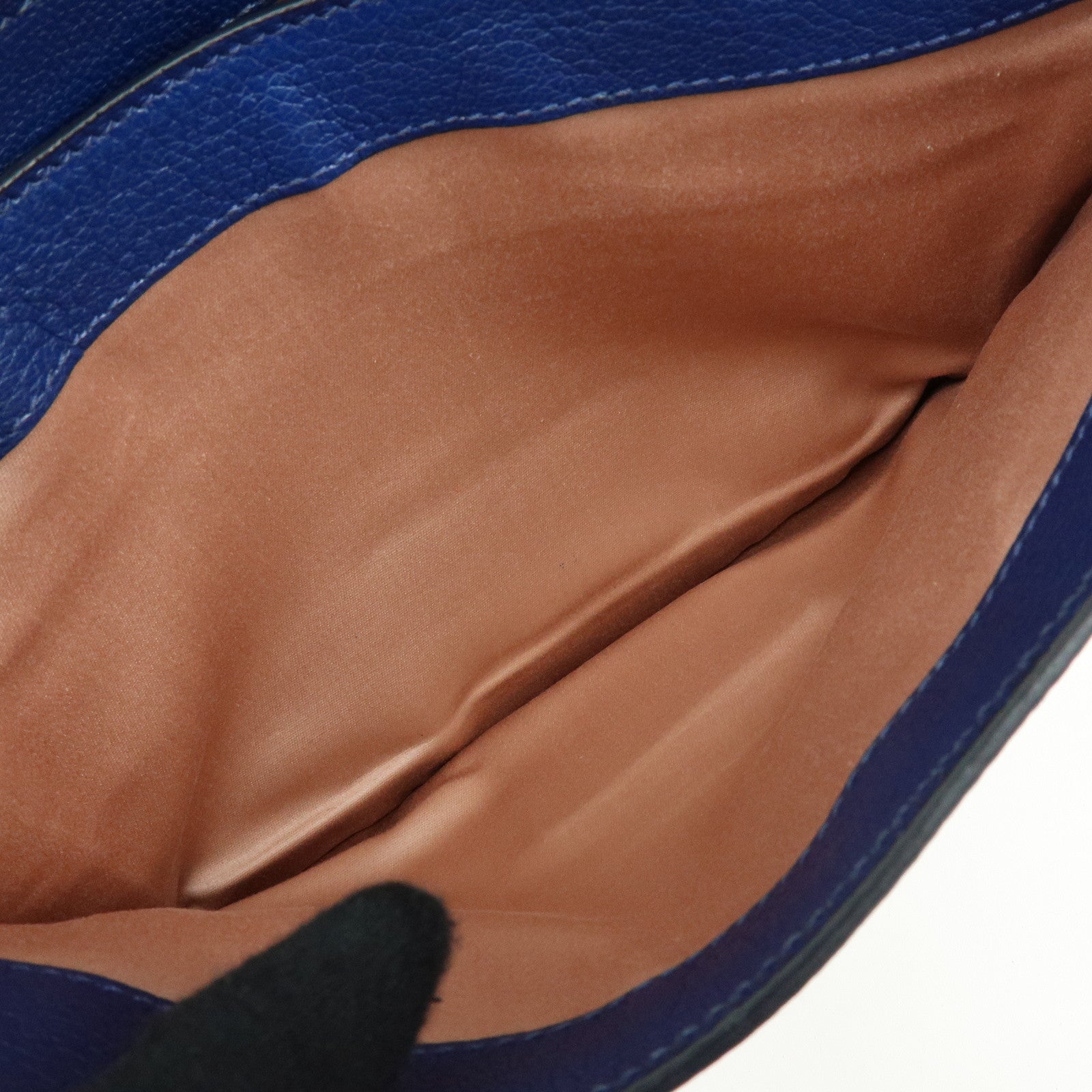 MIU MIU Logo Madras Leather Flap 2Way Bag Hand Bag Blue Navy