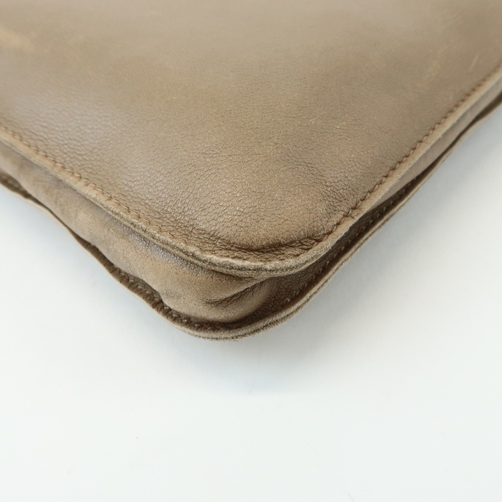 HERMES Leather Clou de Selle Shoulder Bag □M Stamped Beige