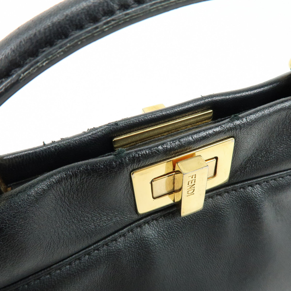 FENDI Peekaboo Mini Leather 2Way Shoulder Bag Hand Bag Black 8BN244