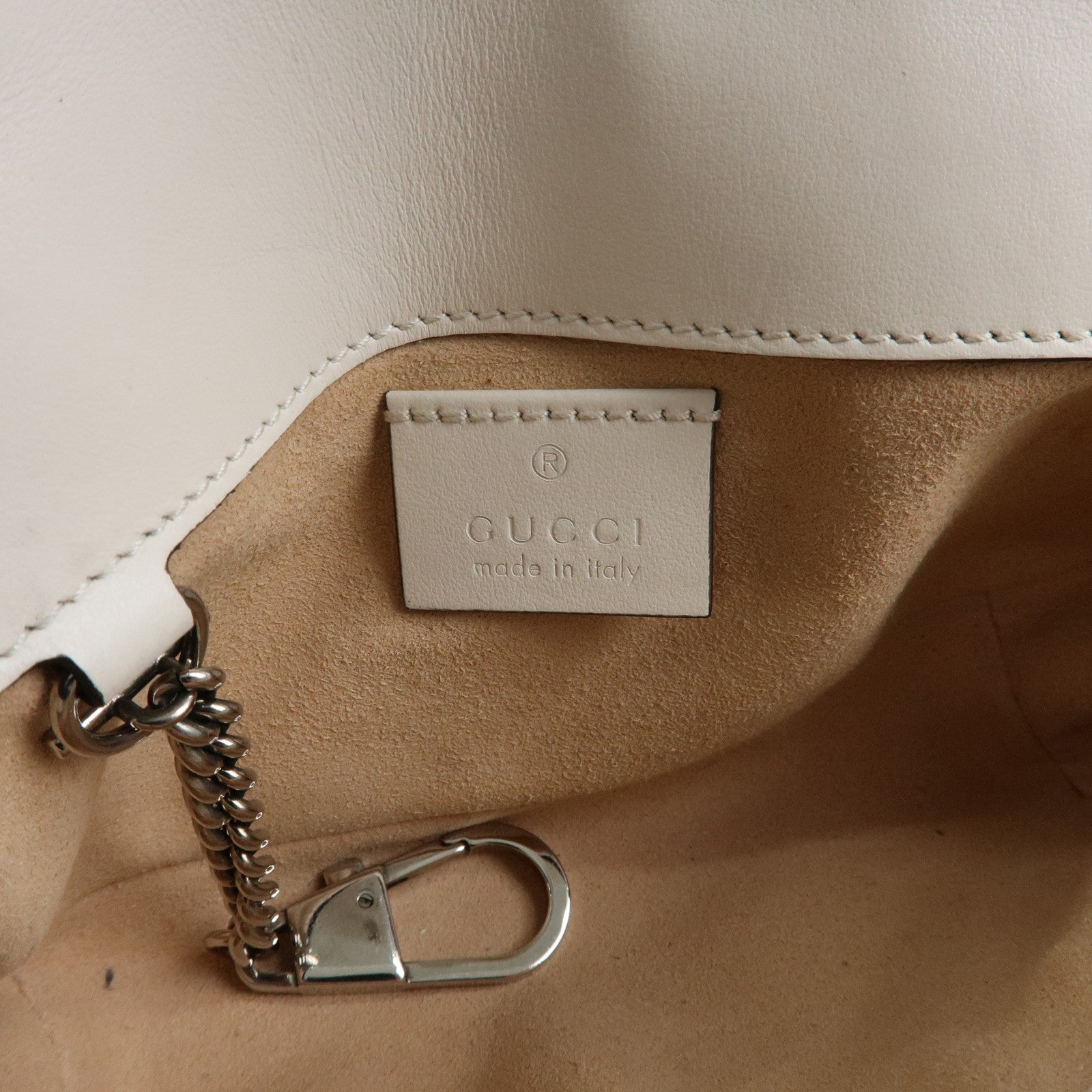 GUCCI GG Marmont Apple Chain Shoulder BAg Crossbody Bag Ivory 476433
