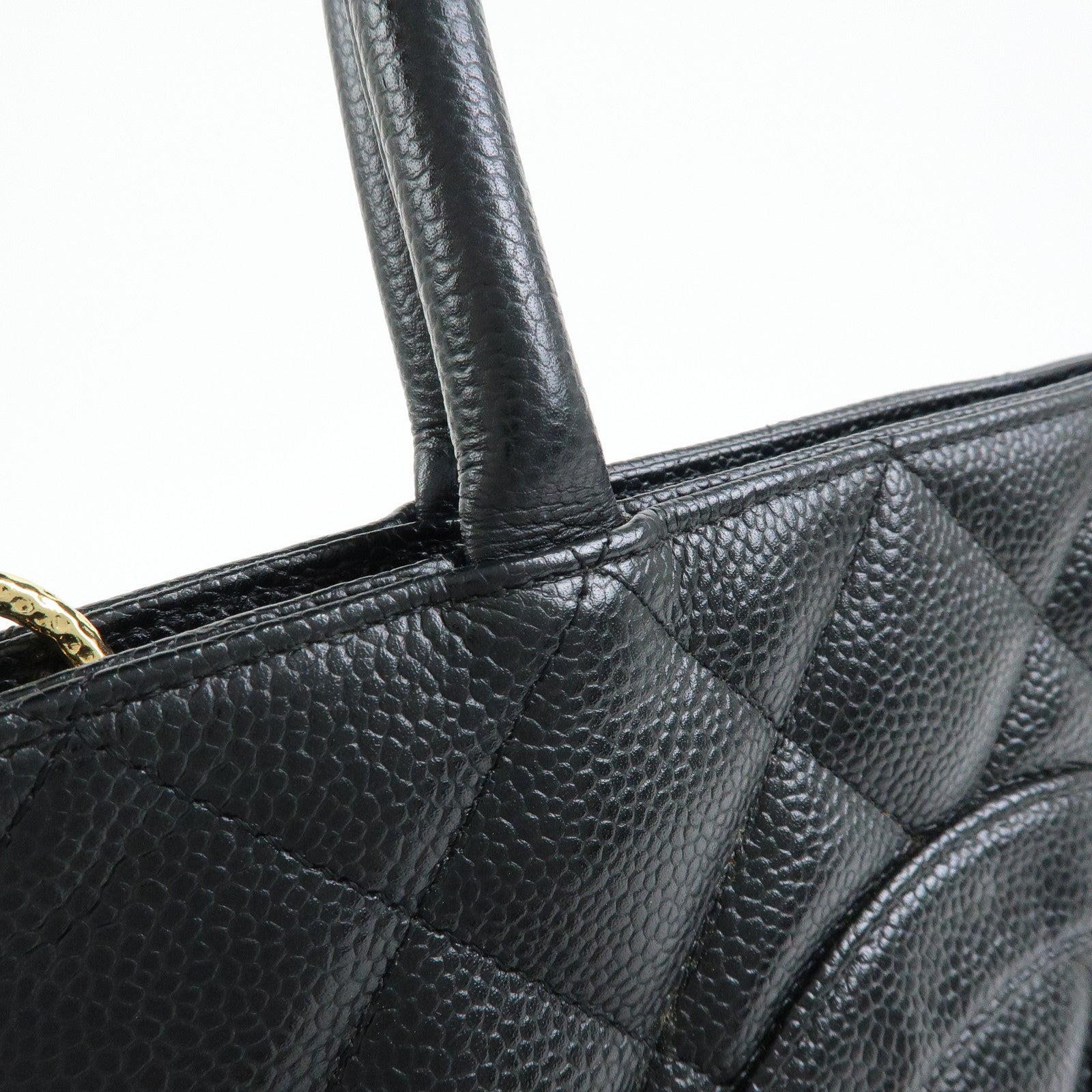 CHANEL Matelasse COCO Mark Medallion Tote Bag Hand Bag Black A01804